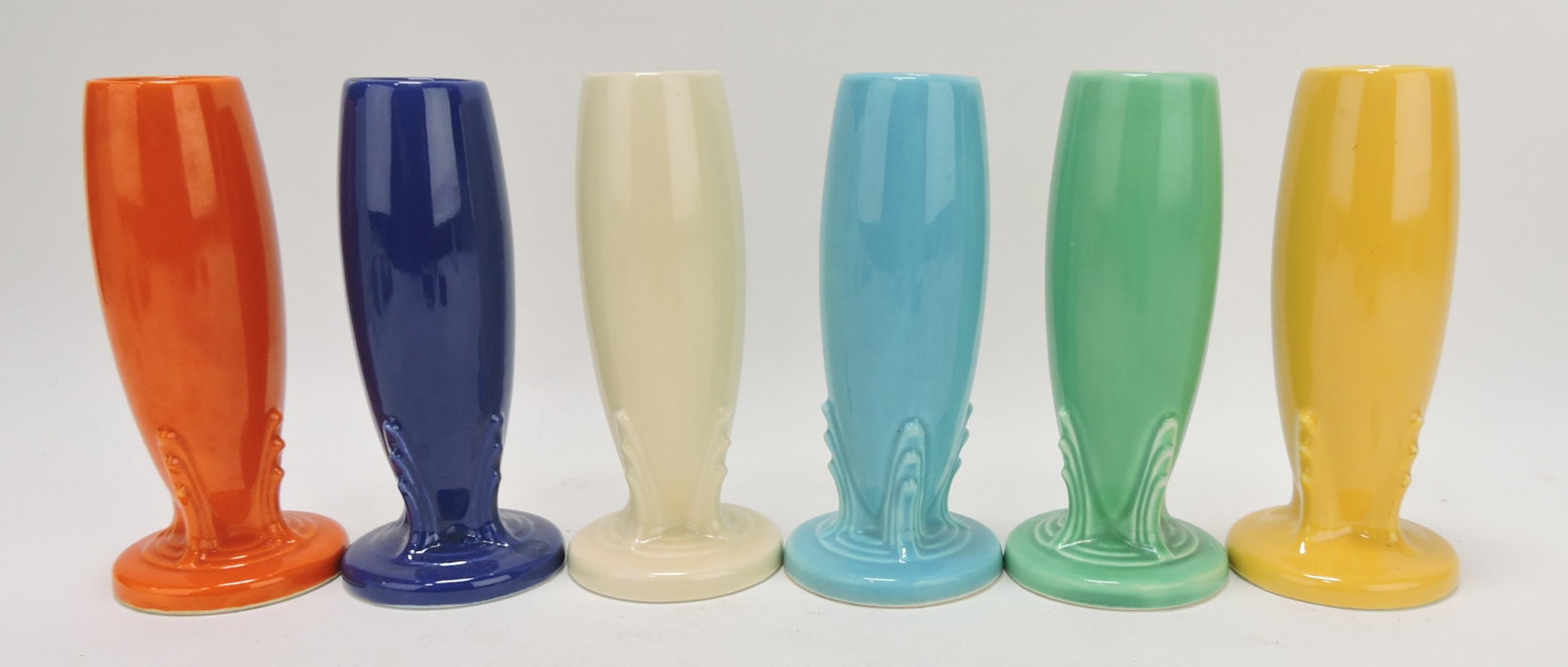 Fiesta bud vase group, all 6 original: colors