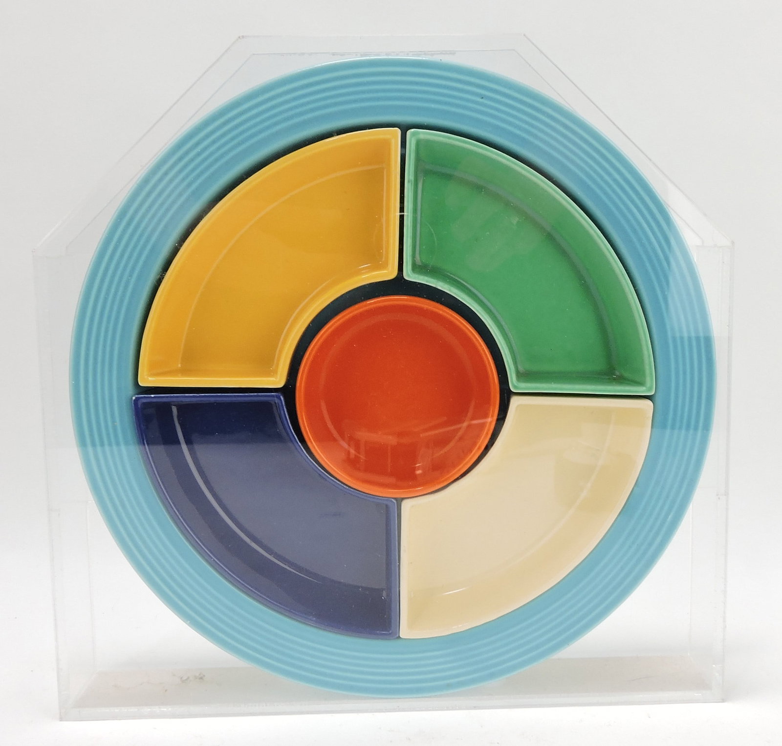 Fiesta relish tray, all 6 colors, nick to (1 of 1)