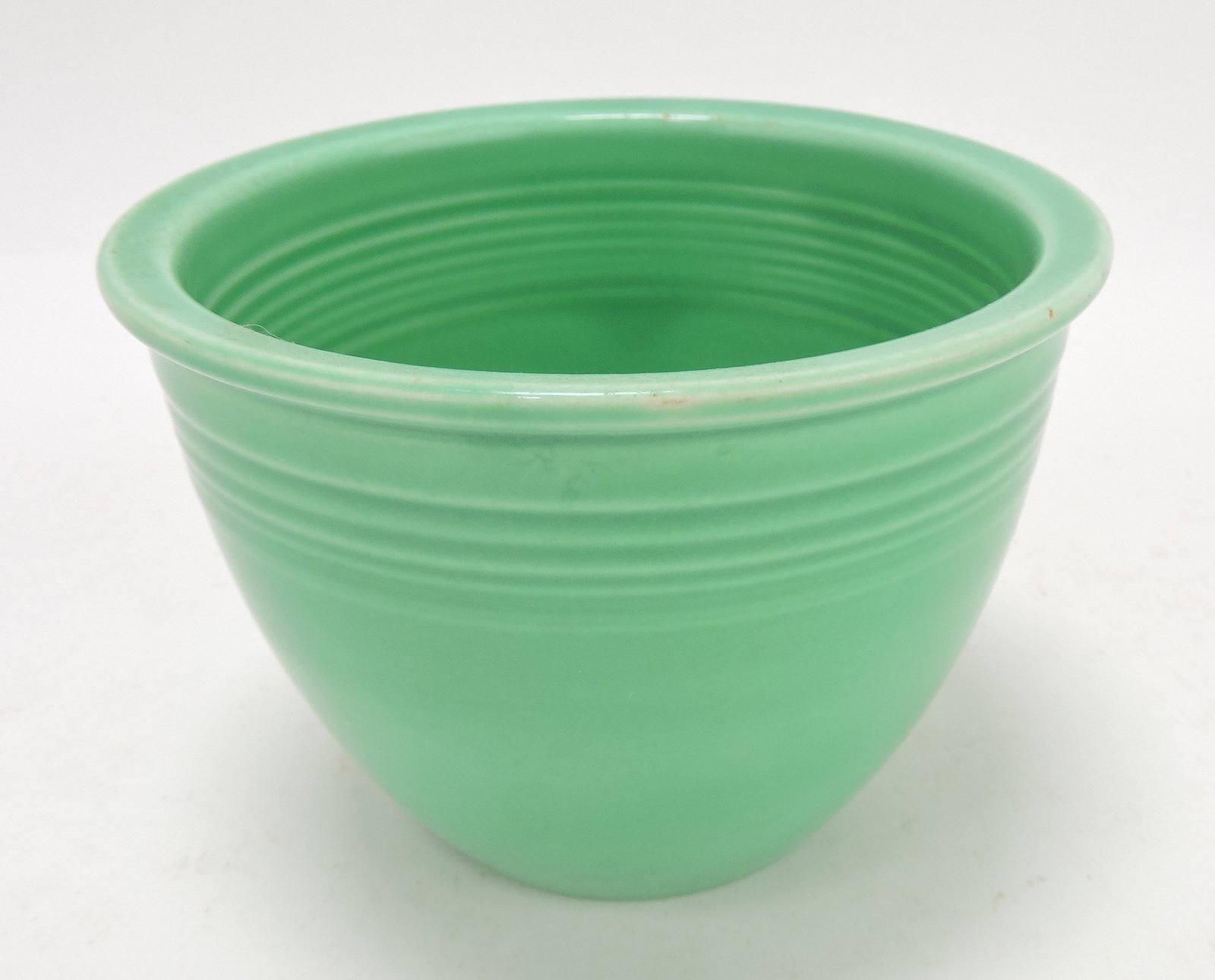 Fiesta #1 mixing bowl, green, inside rings,: minor rim nick