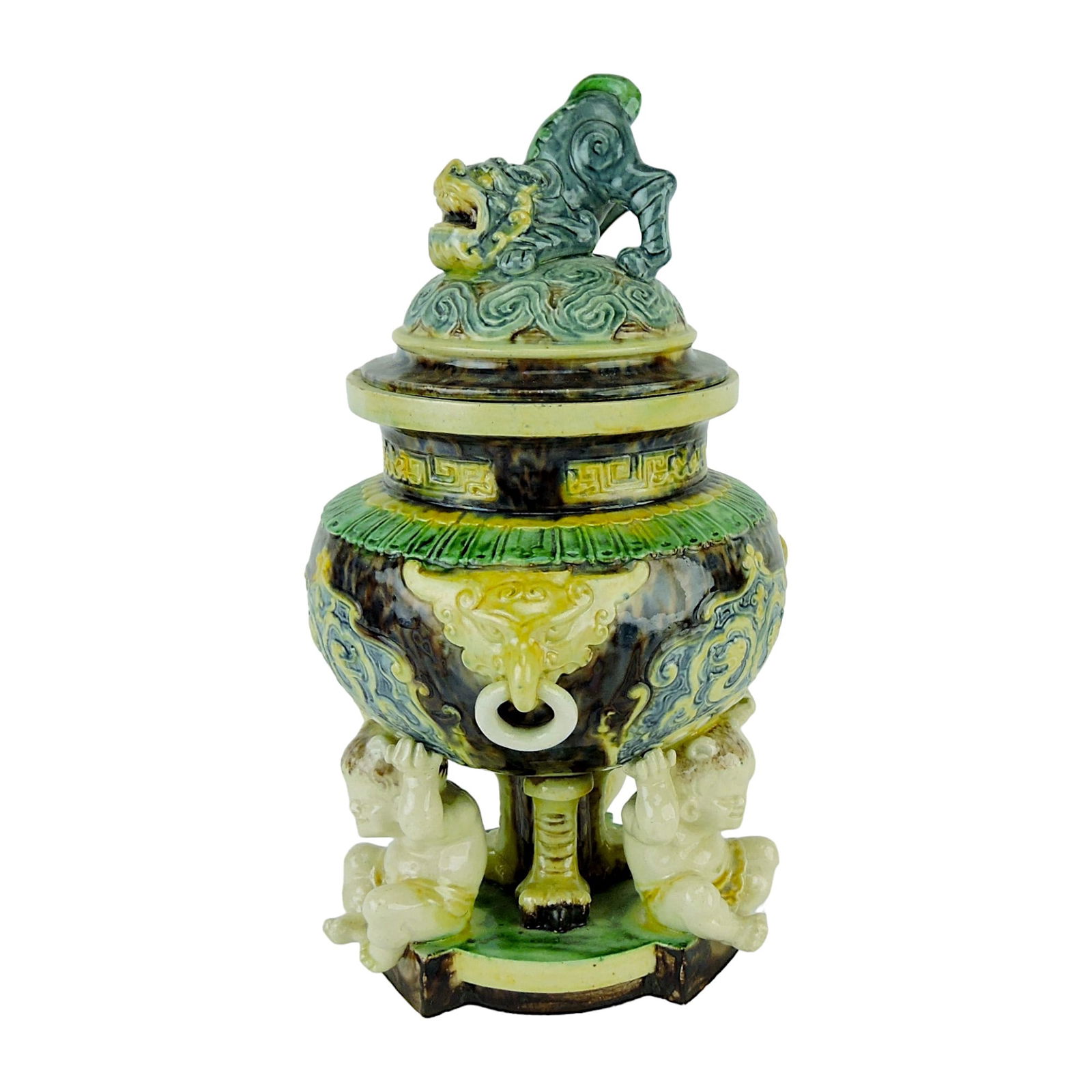 Rare Victor Barbizet Majolica Jar and (1 of 4)