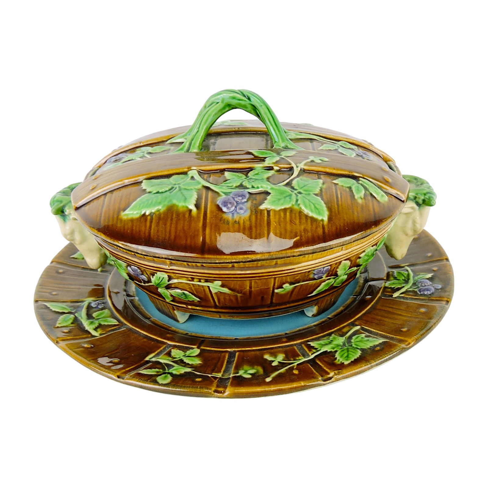 Minton Majolica Three Piece Butter (1 of 2)