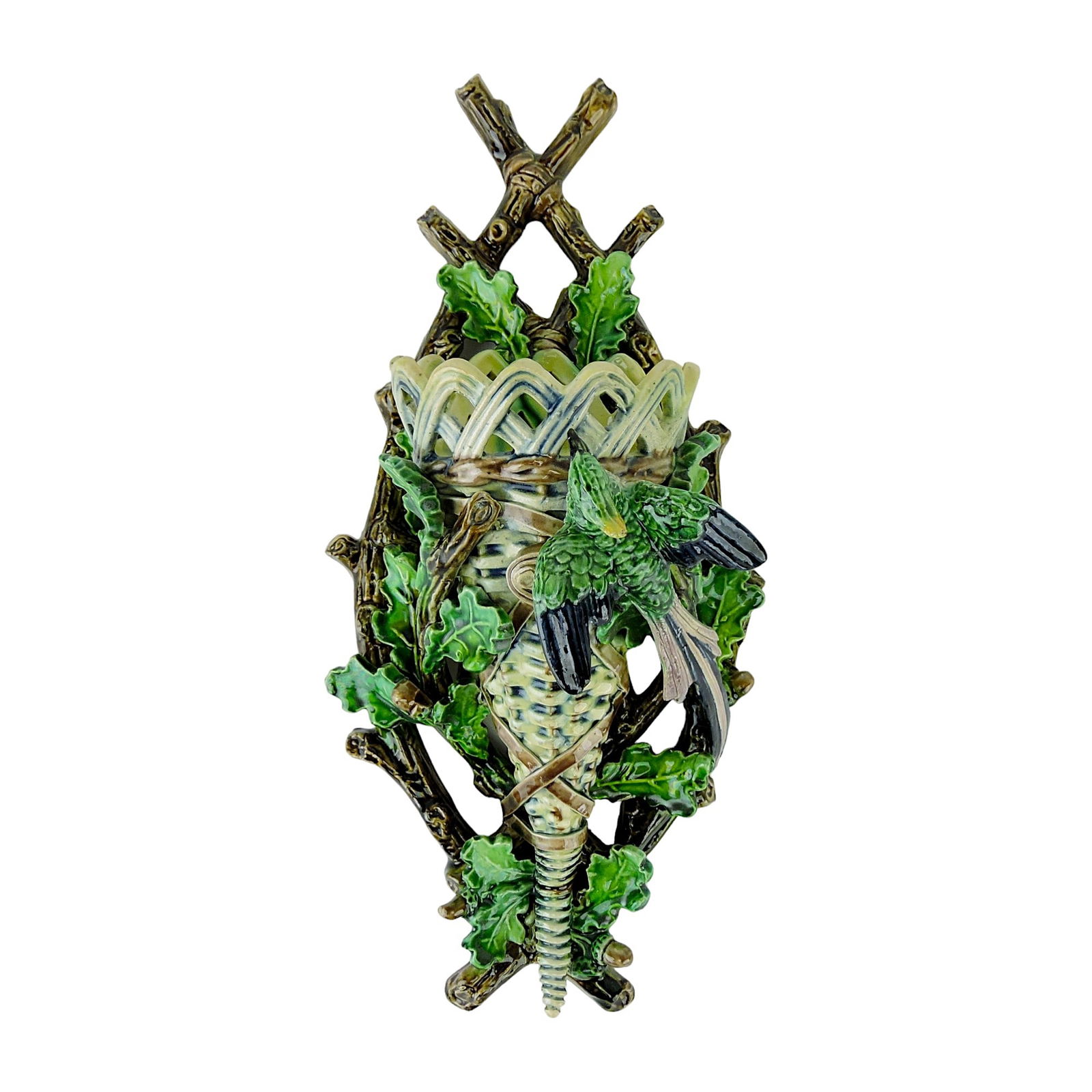 Hugo Lonitz Majolica Wall Pocket (1 of 4)