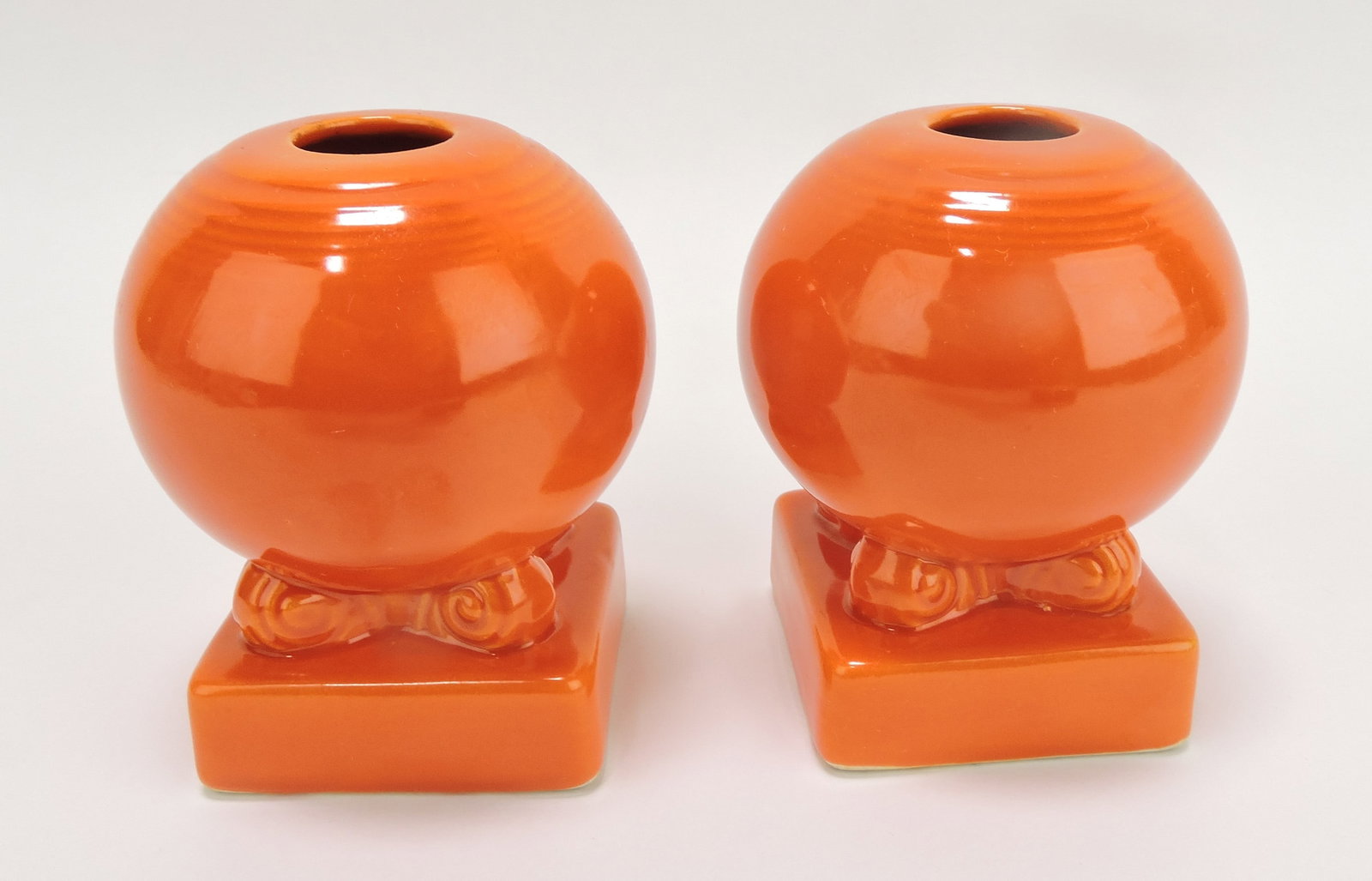 Fiesta pair of bulb candle holders,: red