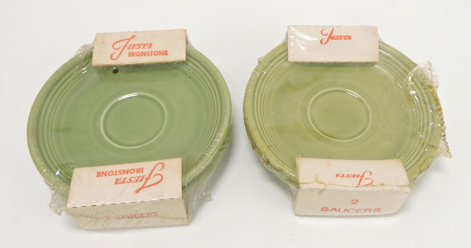 Fiesta Ironstone turf green lot of: 2 pair of saucers in original package