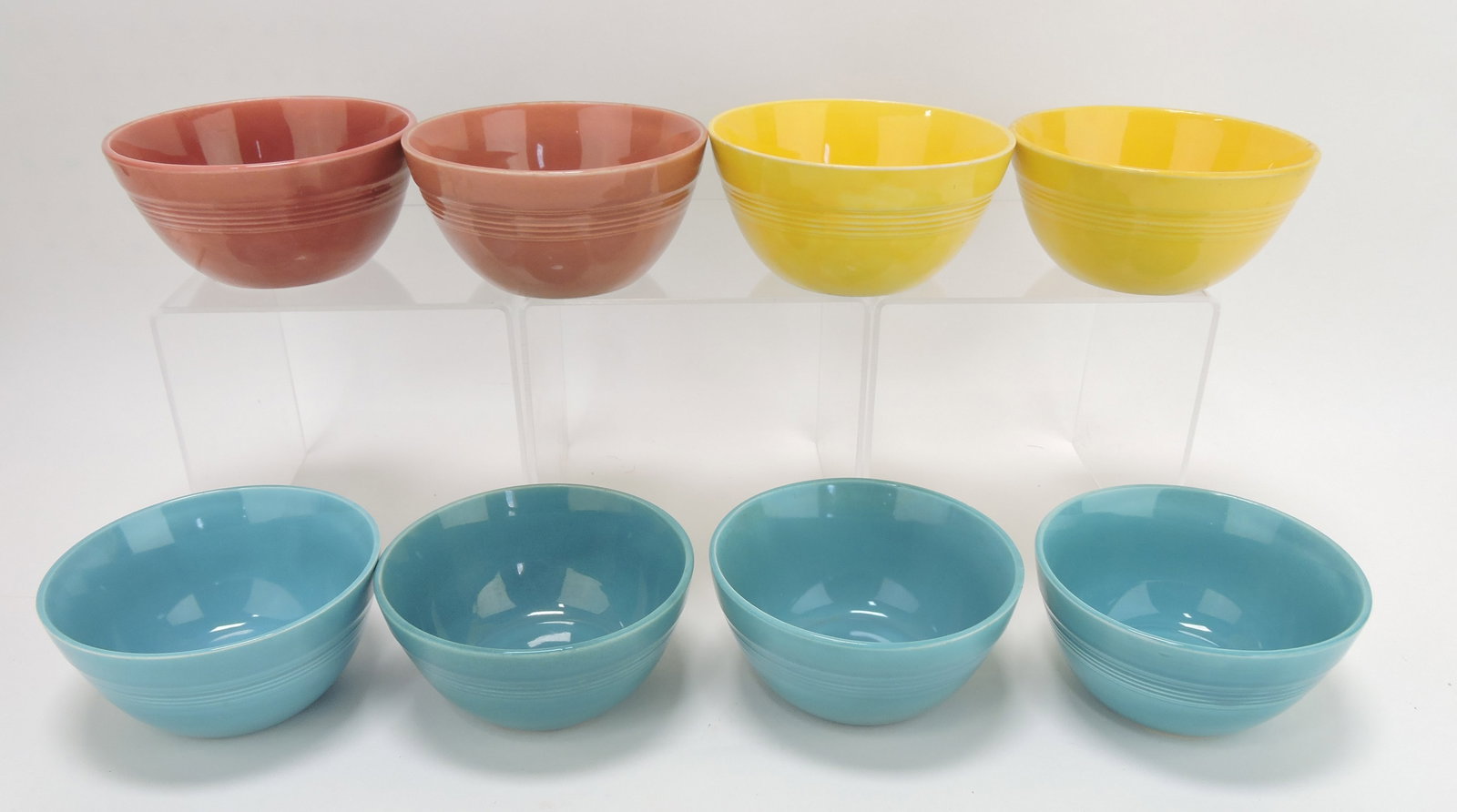Harlequin 36s bowl group, 8 mixed,: some wear