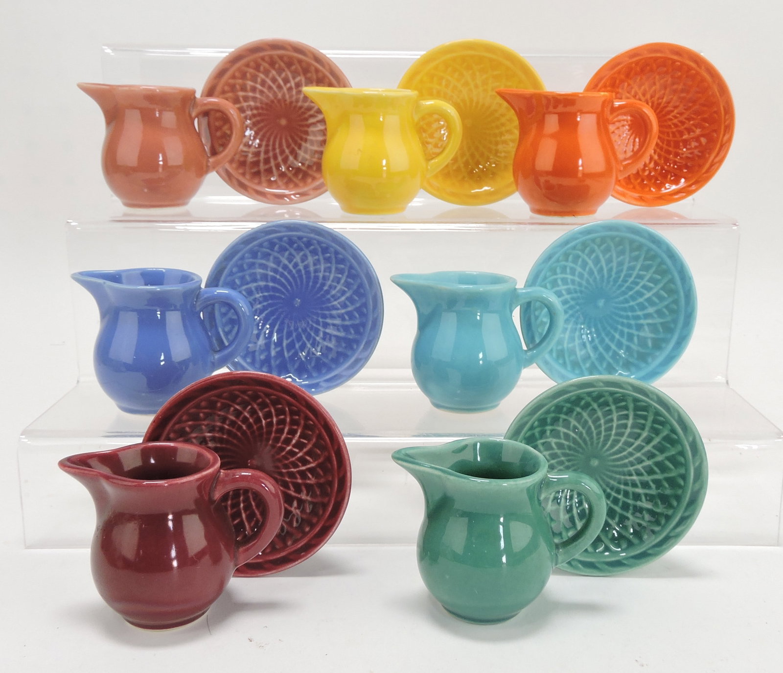 Harlequin individual creamer and nut: cup group, 7 different colors