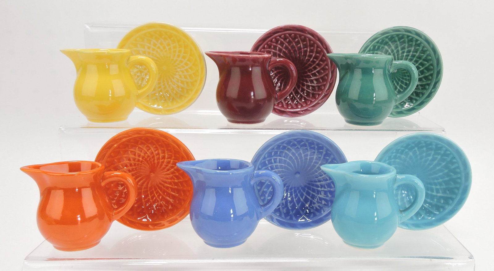 Harlequin individual creamer and nut: cup group, 6 different colors