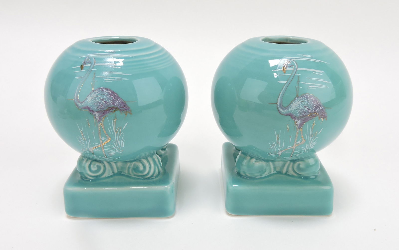 Fiesta Post 86 pair of round candle: holders, Moon Over Miami, turquoise