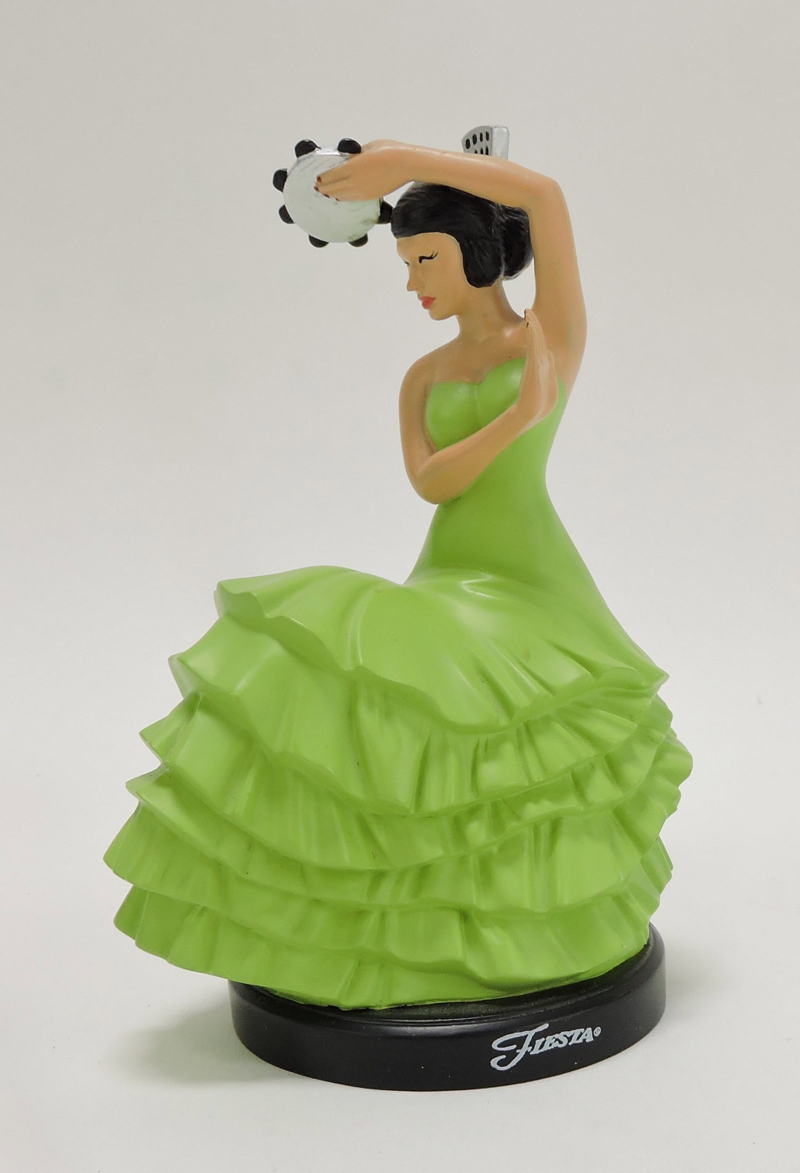 Ceramic go along resin dancing lady,: 6 1/2", chartreuse