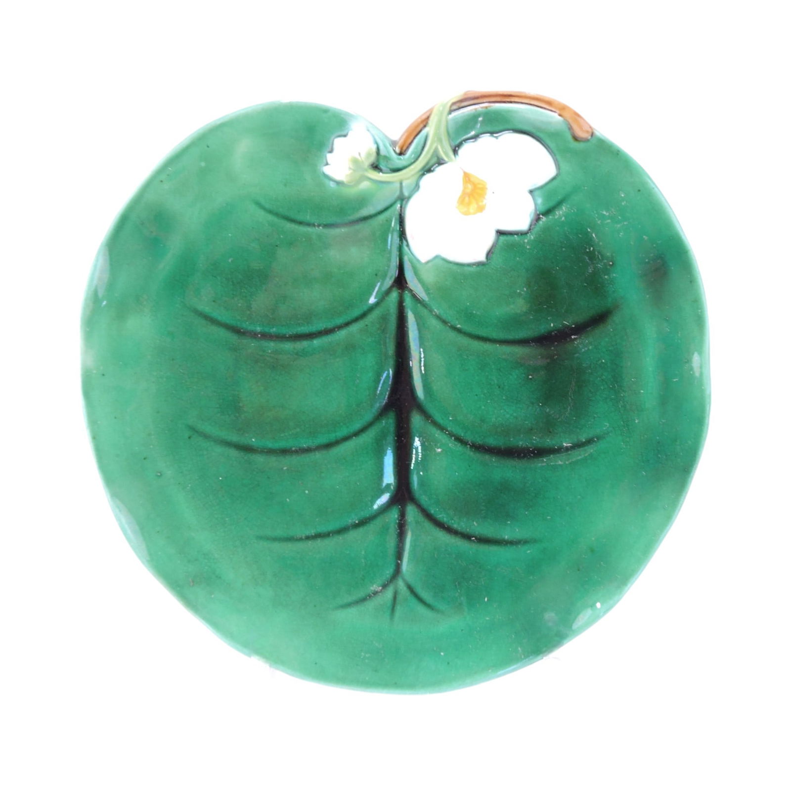 George Jones majolica pond lily: plate, 8 1/4"; The Leberfeld Collection