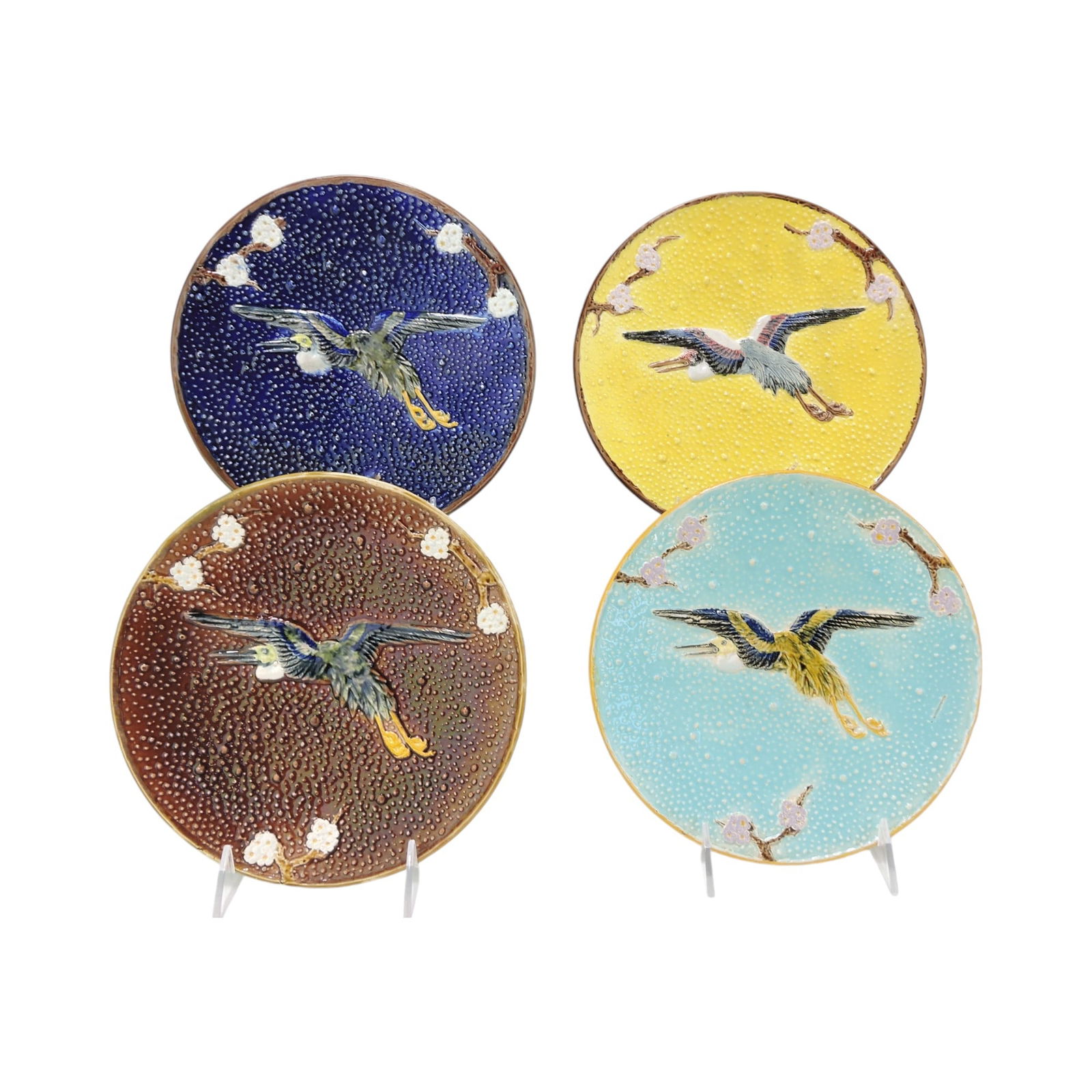 Holdcroft majolica lot of 4 flying crane (1 of 1)