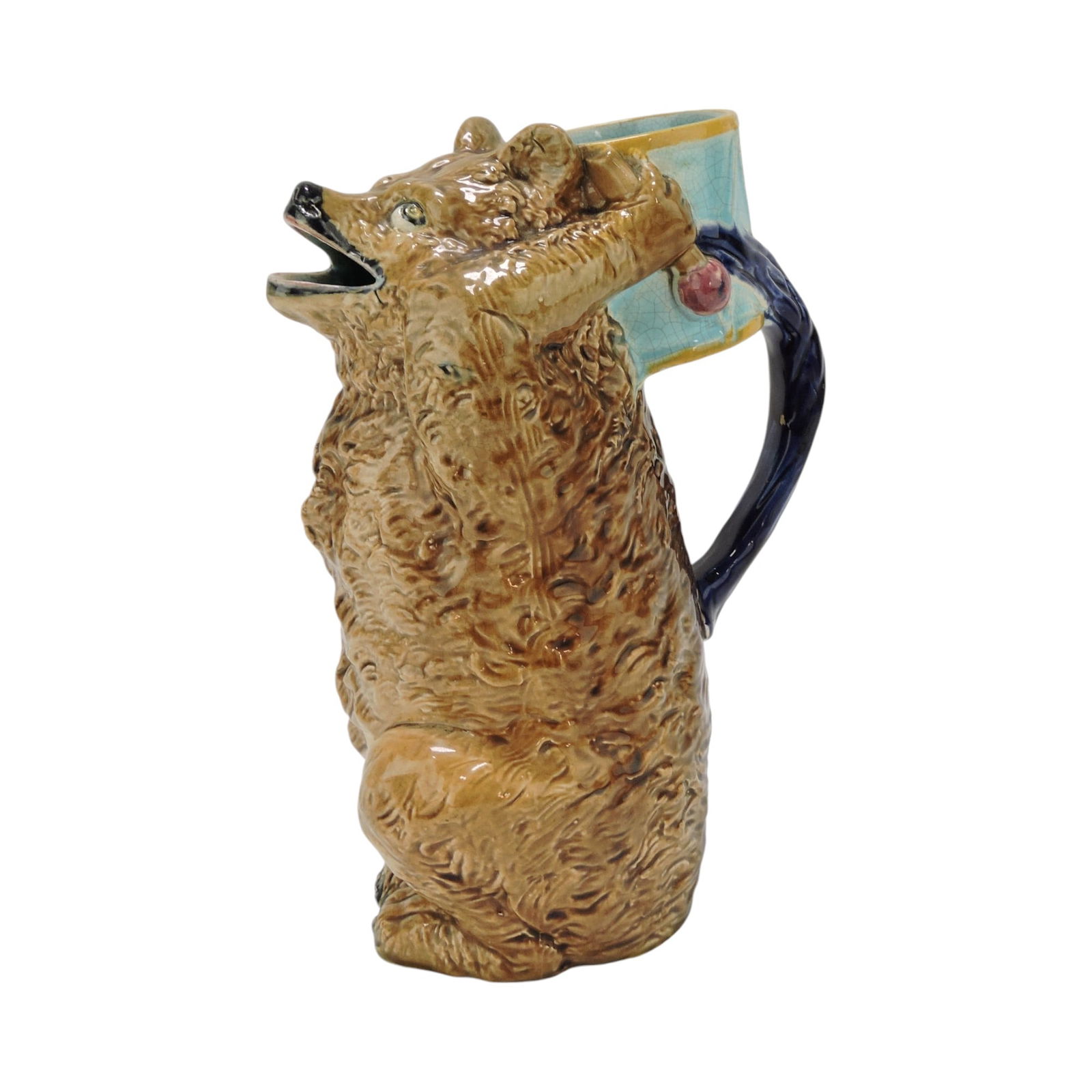 Holdcroft majolica bear with drum (1 of 3)