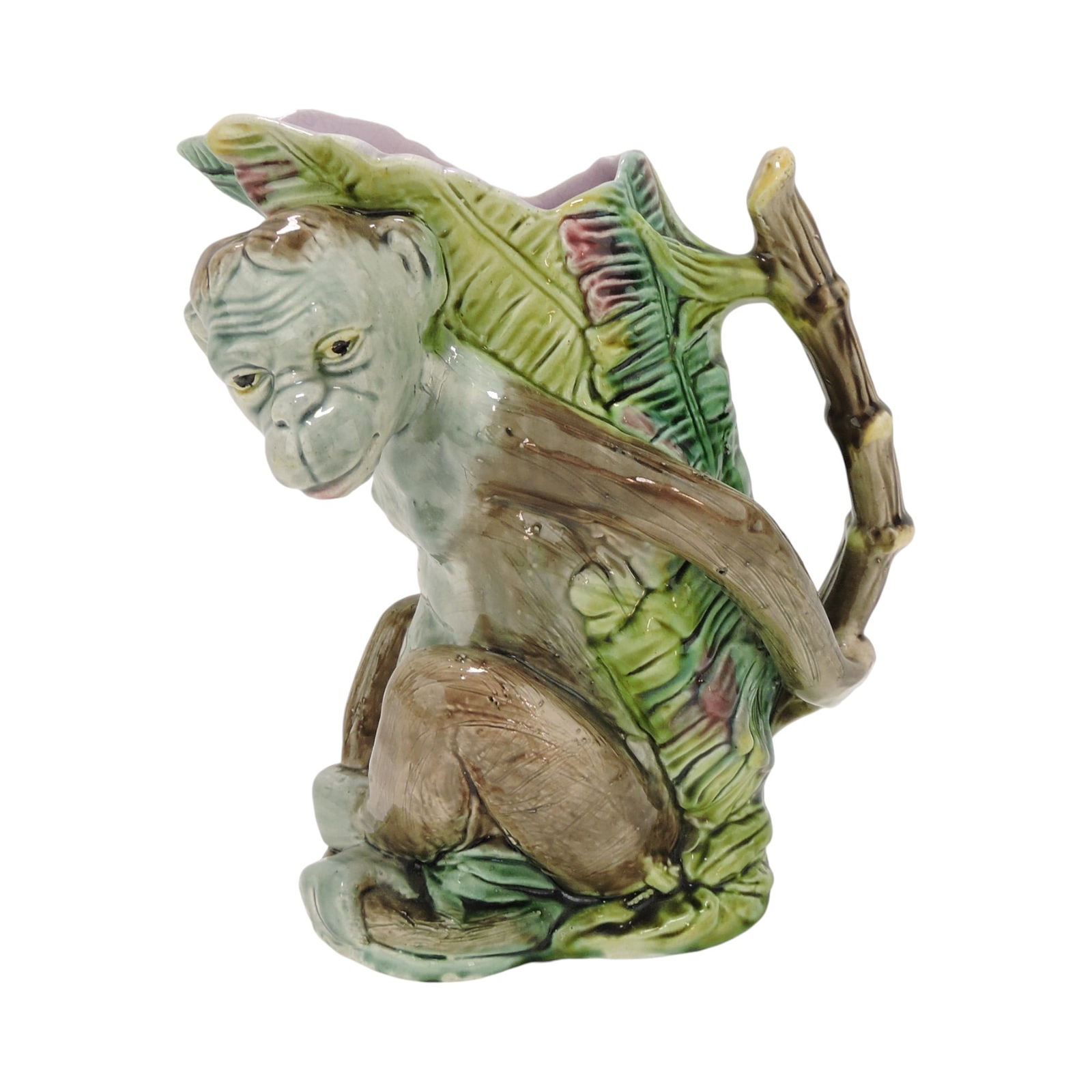 Majolica monkey with banana leaf (1 of 3)