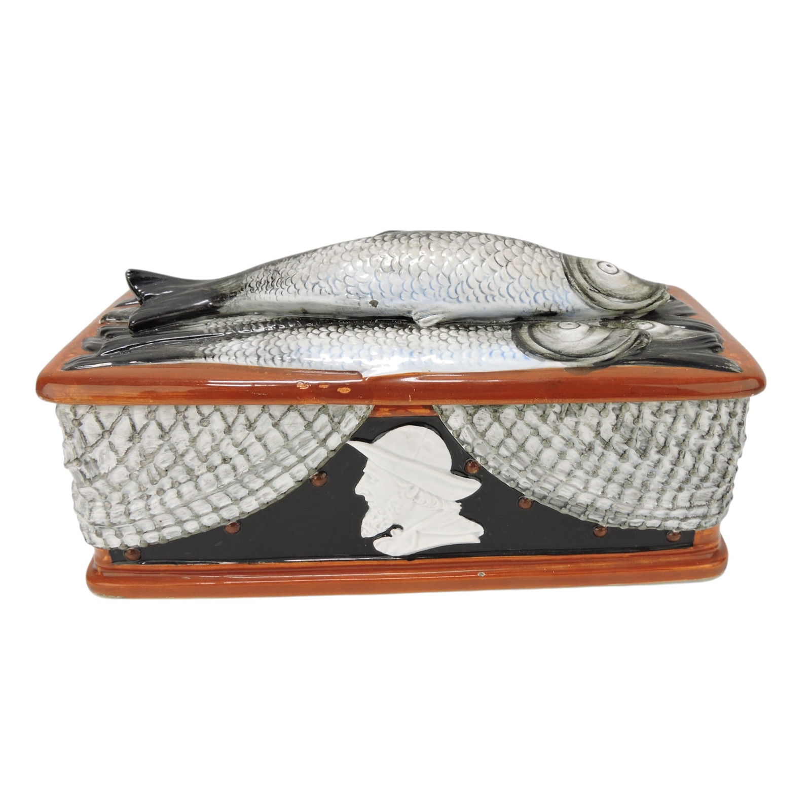 German majolica souvenir fish box, (1 of 3)