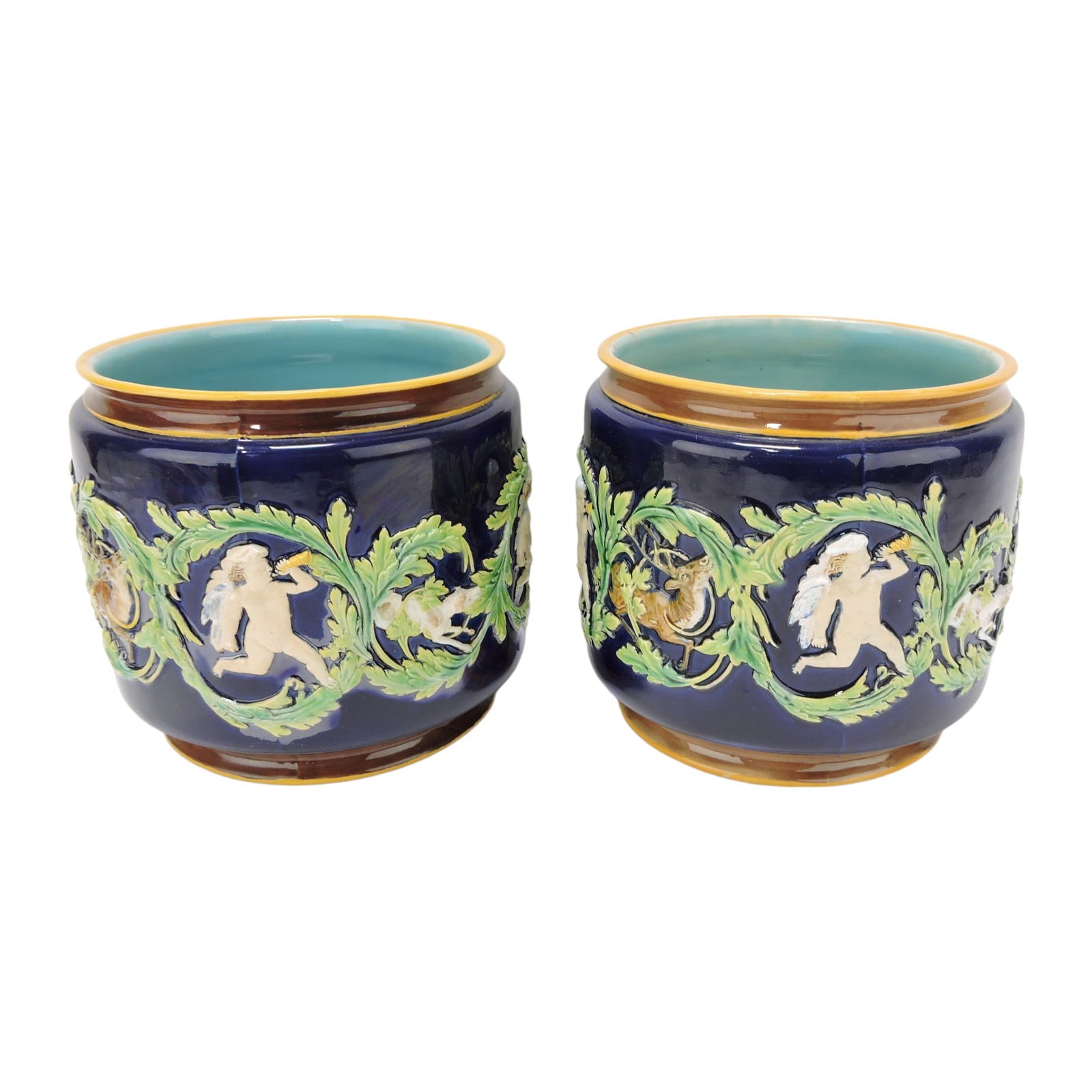 George Jones majolica pair of (1 of 2)