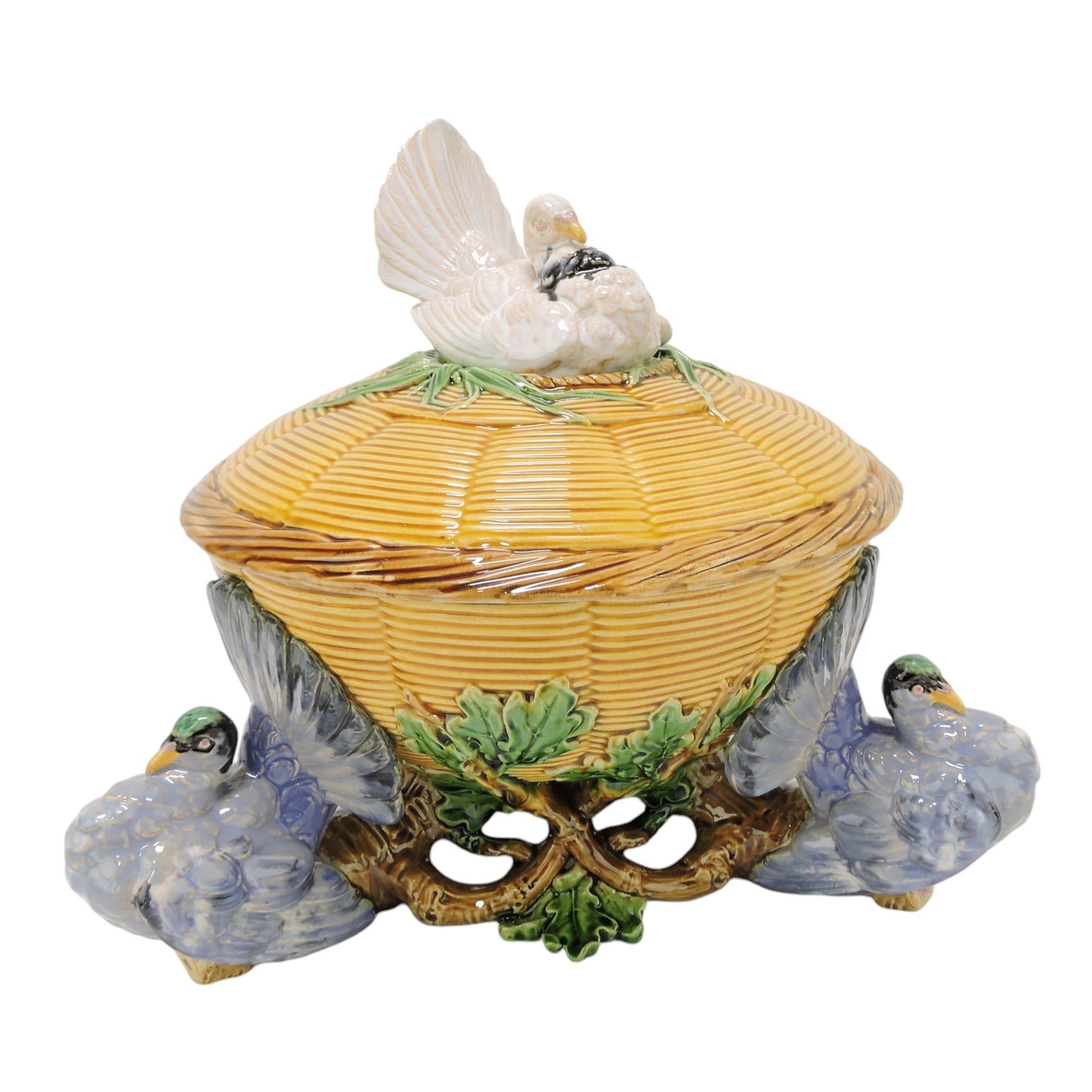 Minton majolica pigeon game dish, (1 of 6)