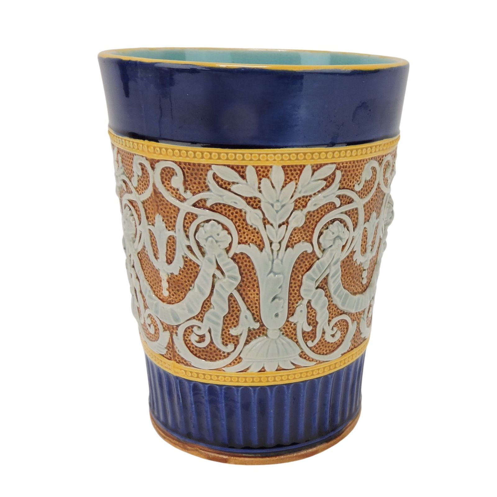 Brownfield majolica cobalt tumbler,: 5"