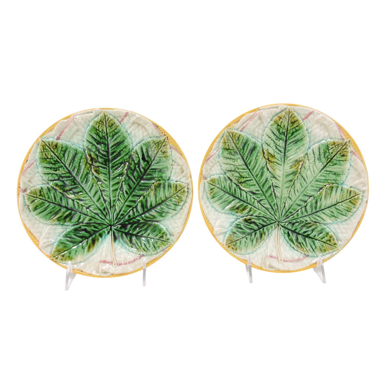 George Jones majolica pair of (1 of 2)