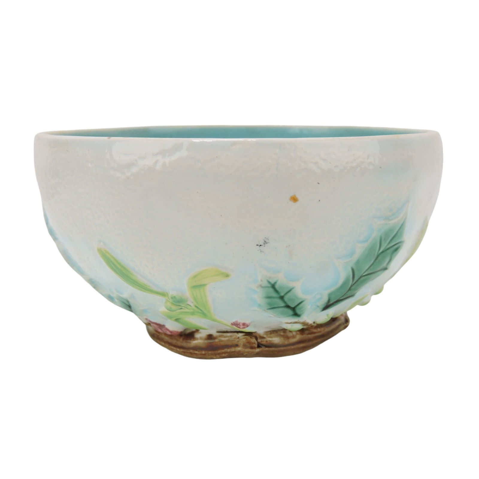 George Jones majolica holly: finger bowl, 5"d
