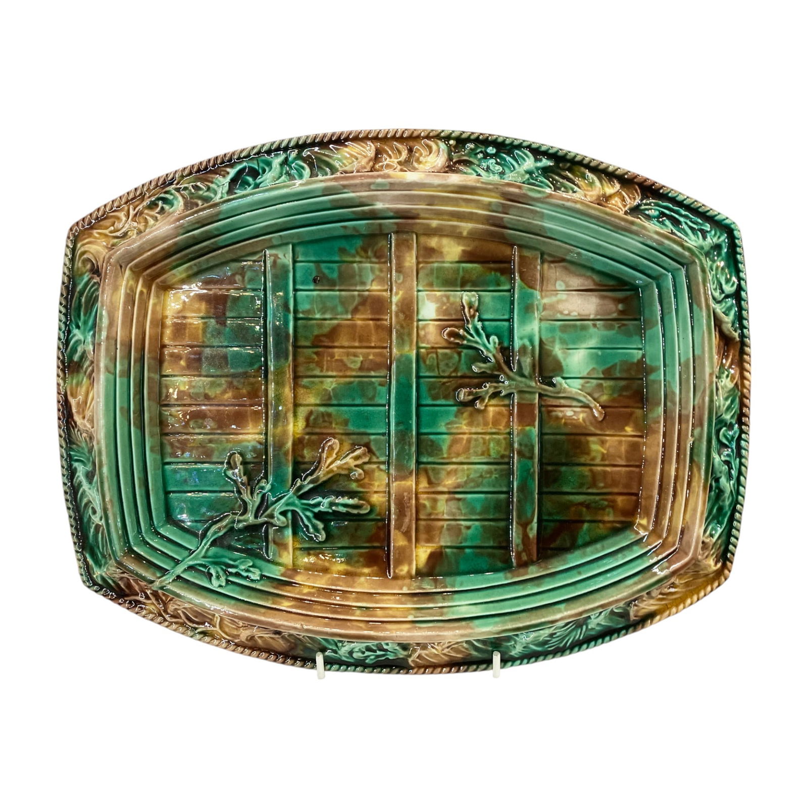 Wedgwood Majolica Mottled ‘Ocean’: Breads Tray c.1875, impressed Wedgwood Length; 13”. Provenance: Nick Boston Antiques