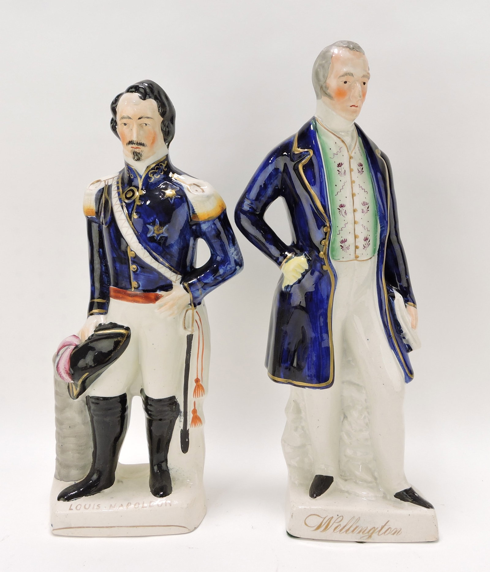 Staffordshire lot of 2 figures:: Louis Napoleon 16" and Wellington 17"