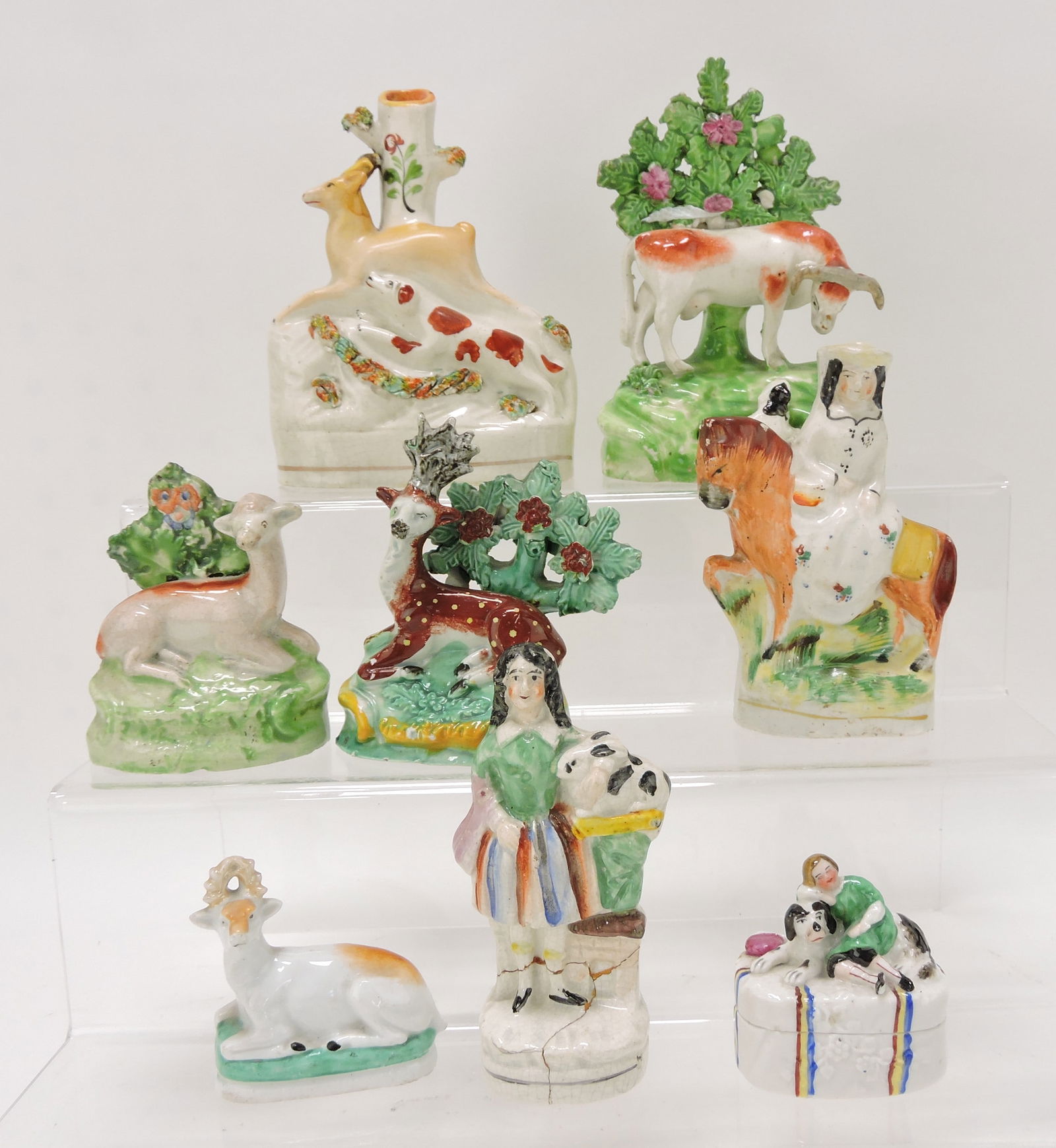 Staffordshire lot of 8 figures and items, (1 of 1)