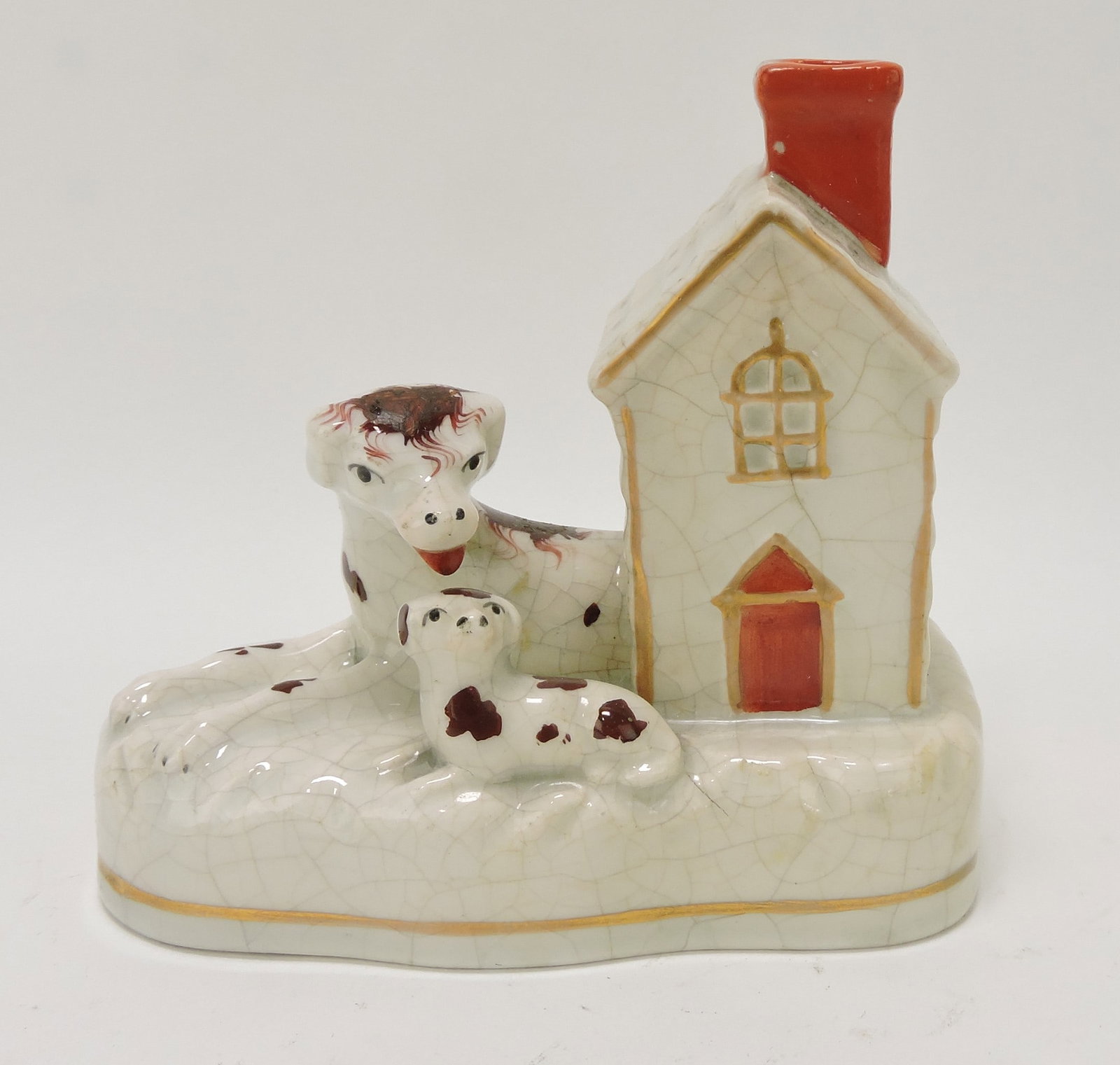 Staffordshire dog and dog house, 5": .