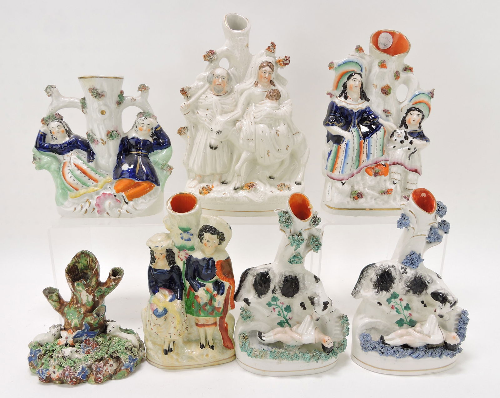 Staffordshire lot of 7 figural spill vases, (1 of 1)