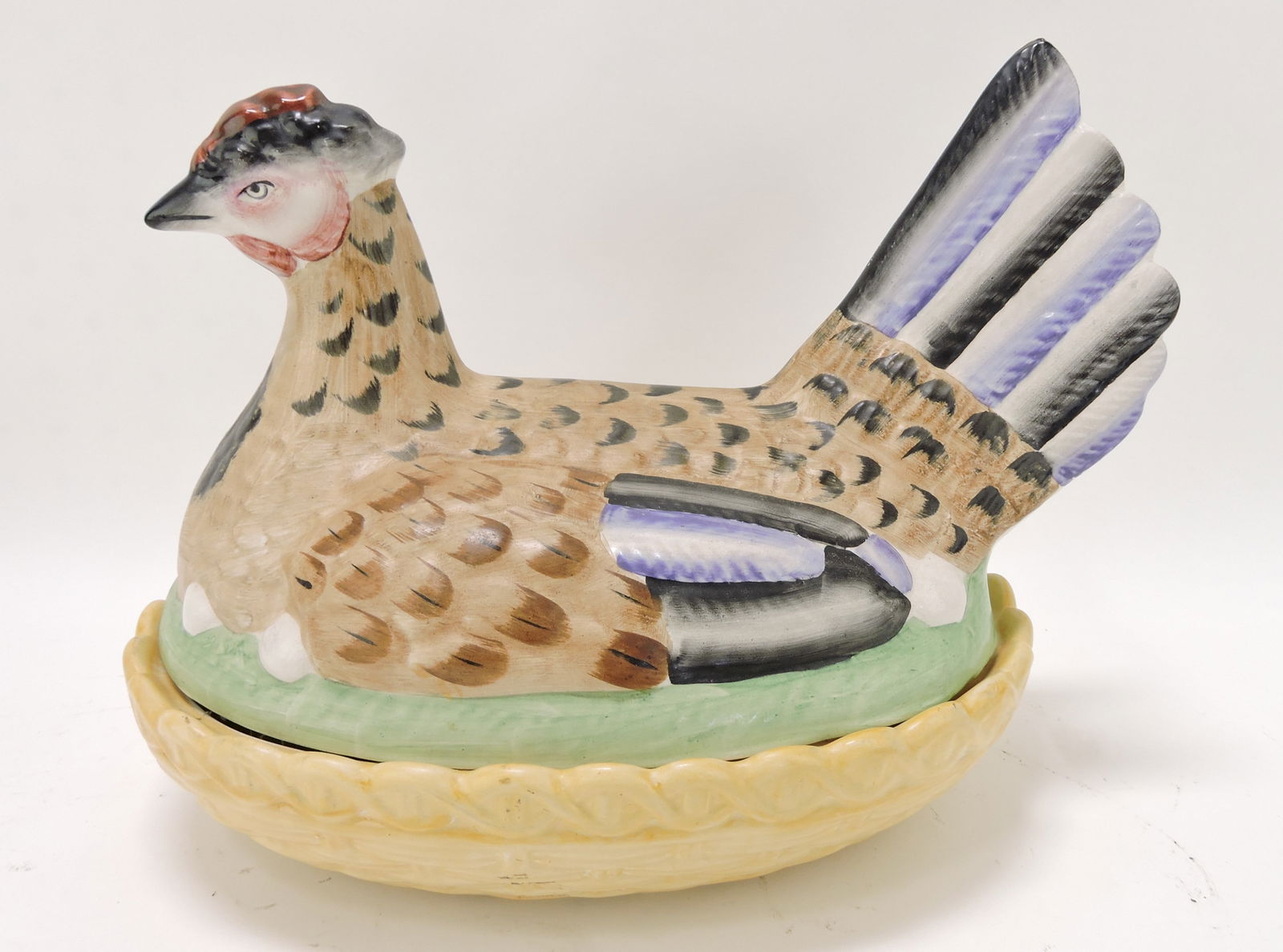 William Kent Pottery hen on nest,: 9 1/2"