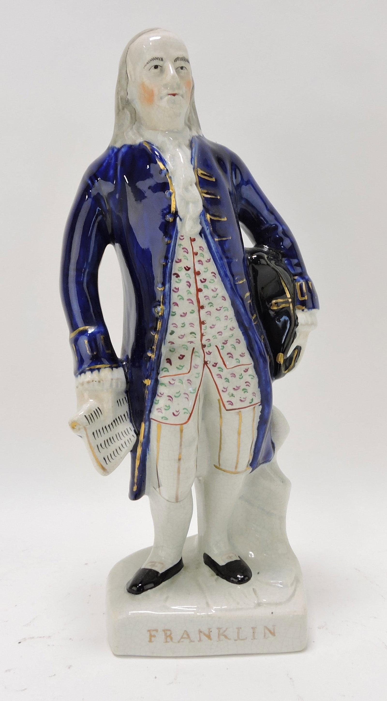 Staffordshire figure of Ben Franklin,: 14"