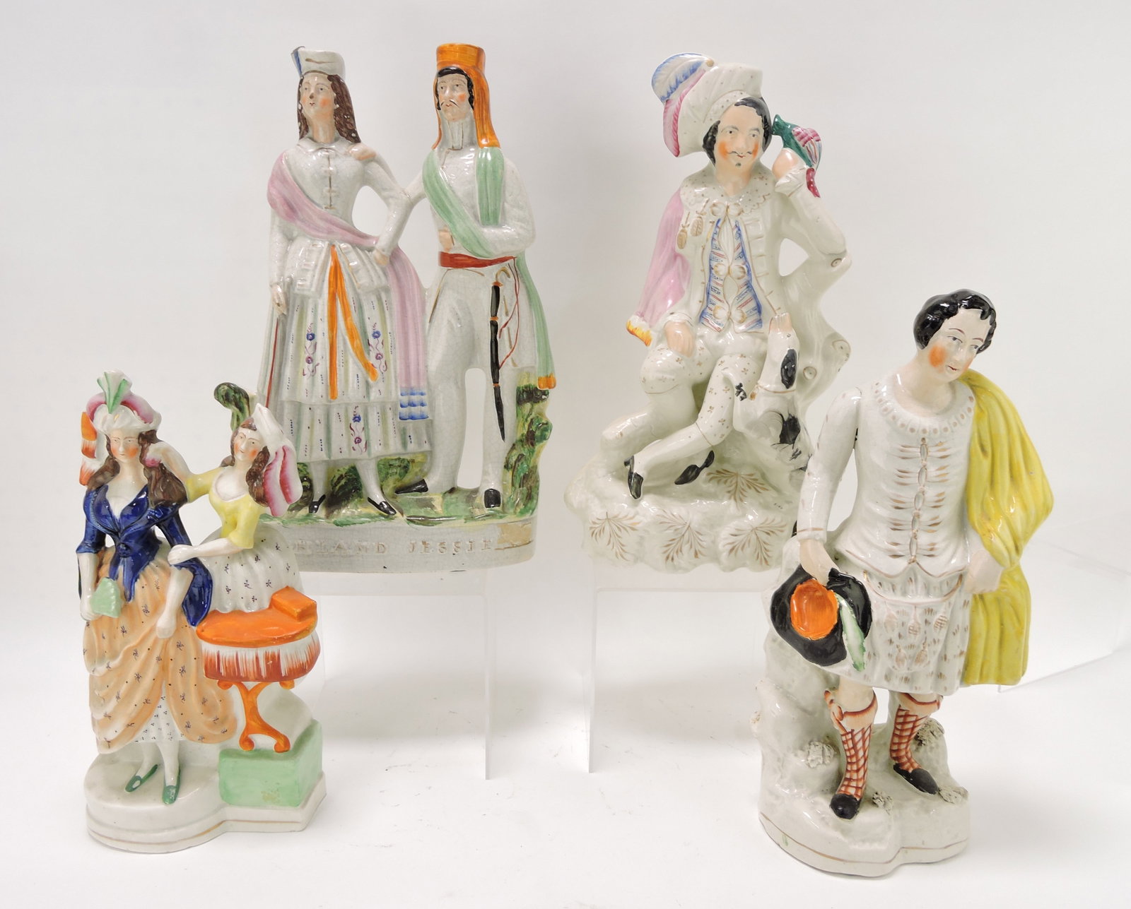 Staffordshire lot of 4 figures, 11 to: 15", various condition