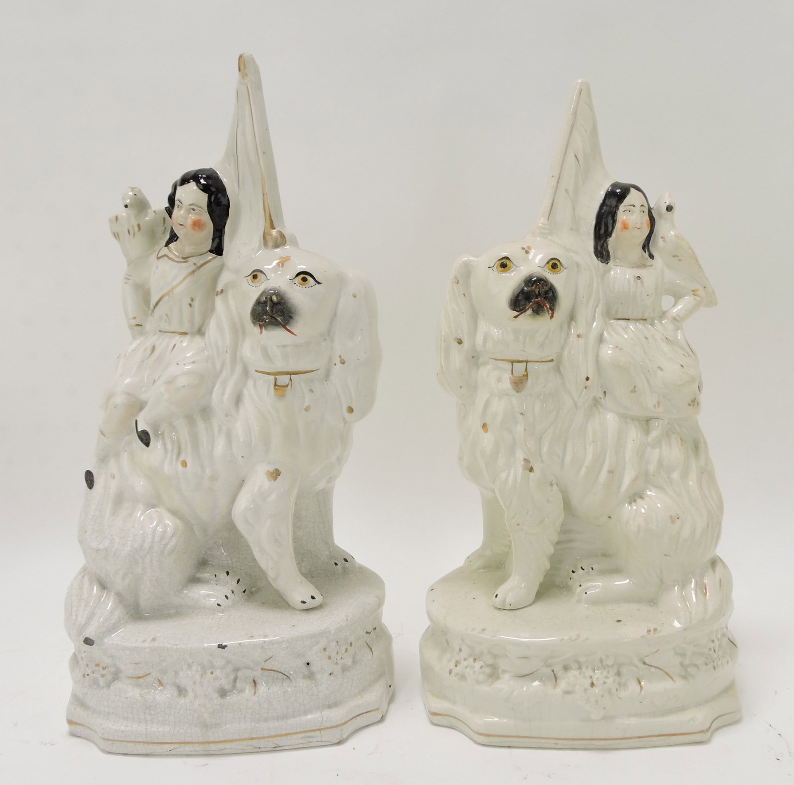Staffordshire pair of dogs with Royal: children, 13"