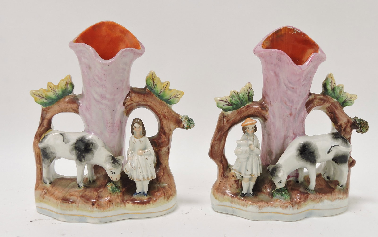 Staffordshire pair of spill vases, 6 1/2": .