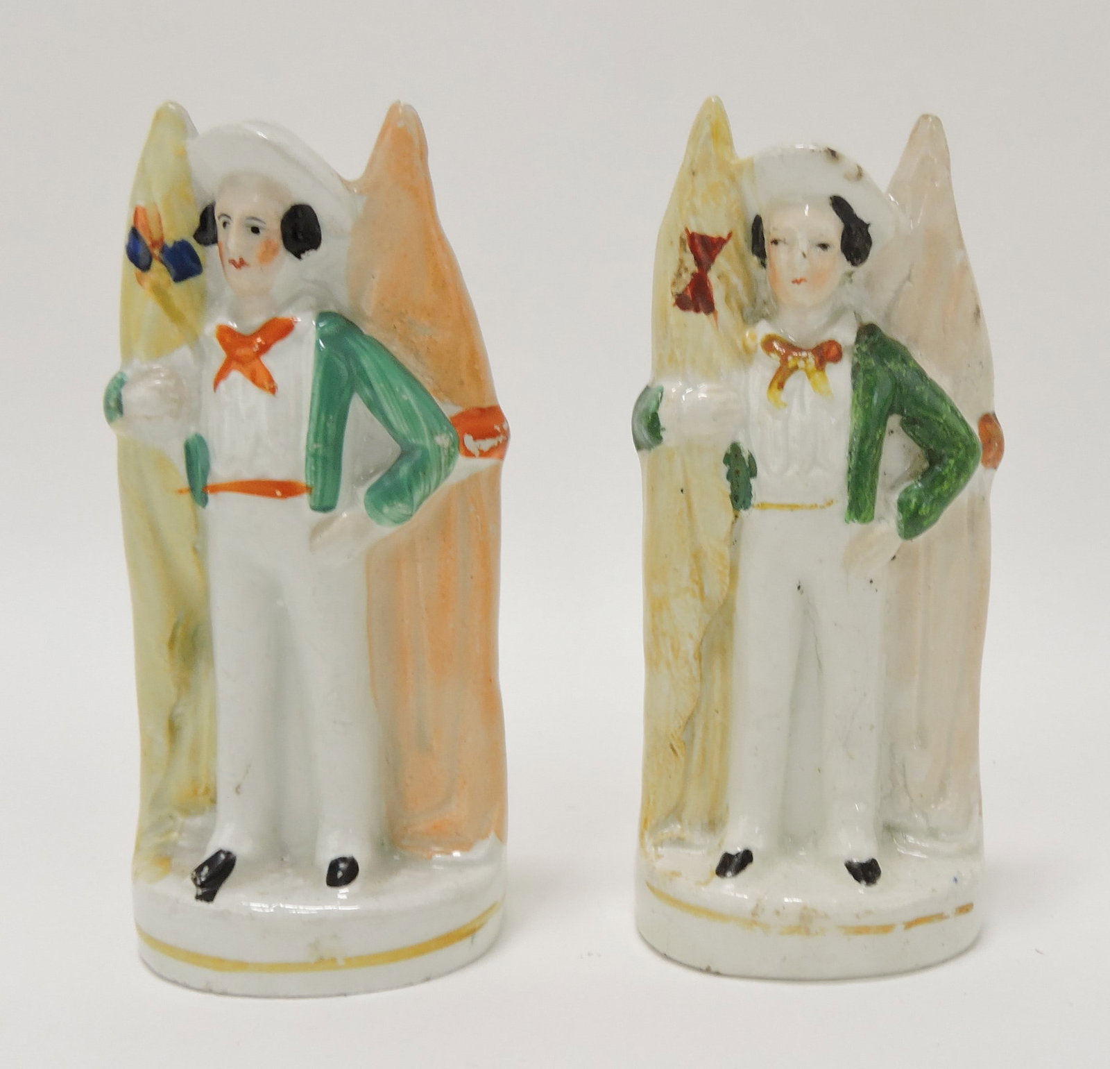 Staffordshire pair of Crimean soldier and: sailor, 4 1/2", nick to one