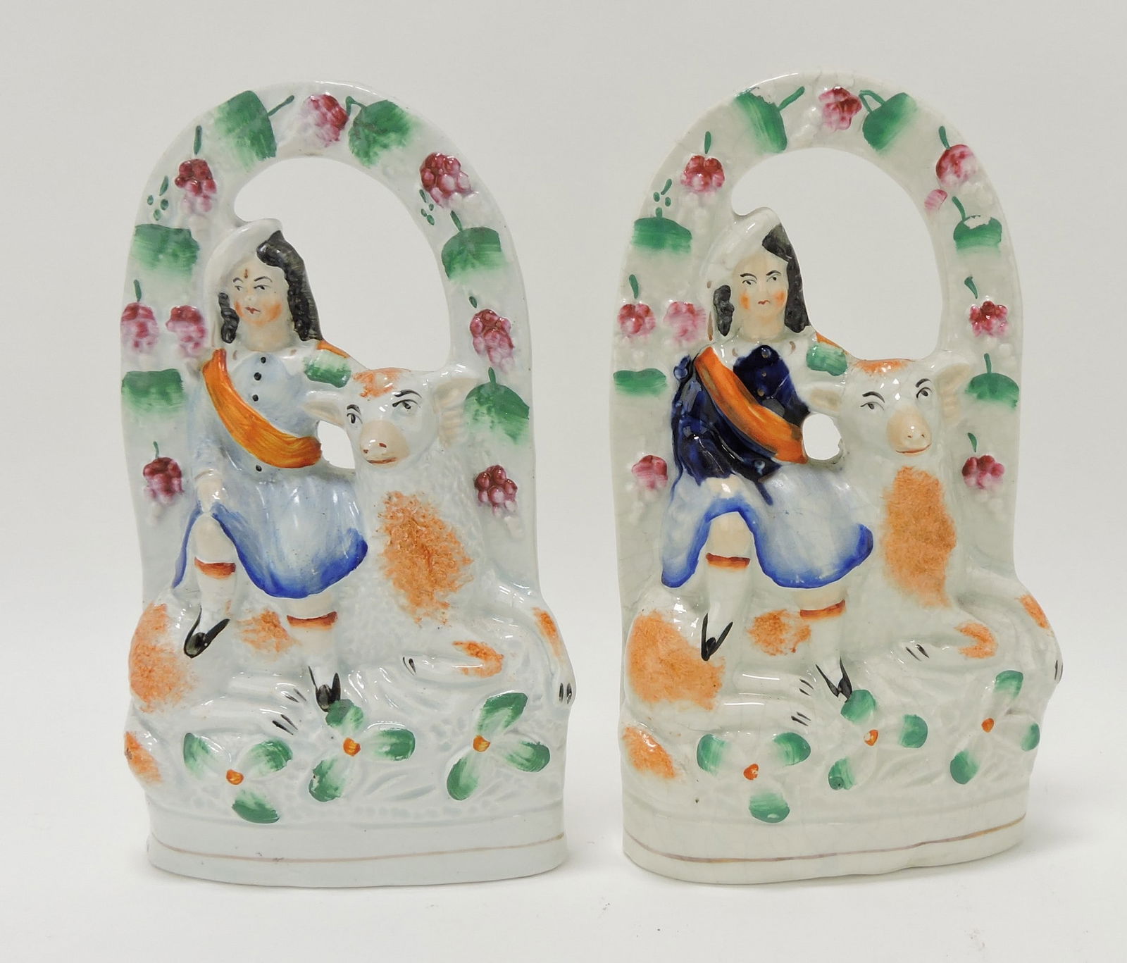 Staffordshire lot of 2 figures with sheep (1 of 1)