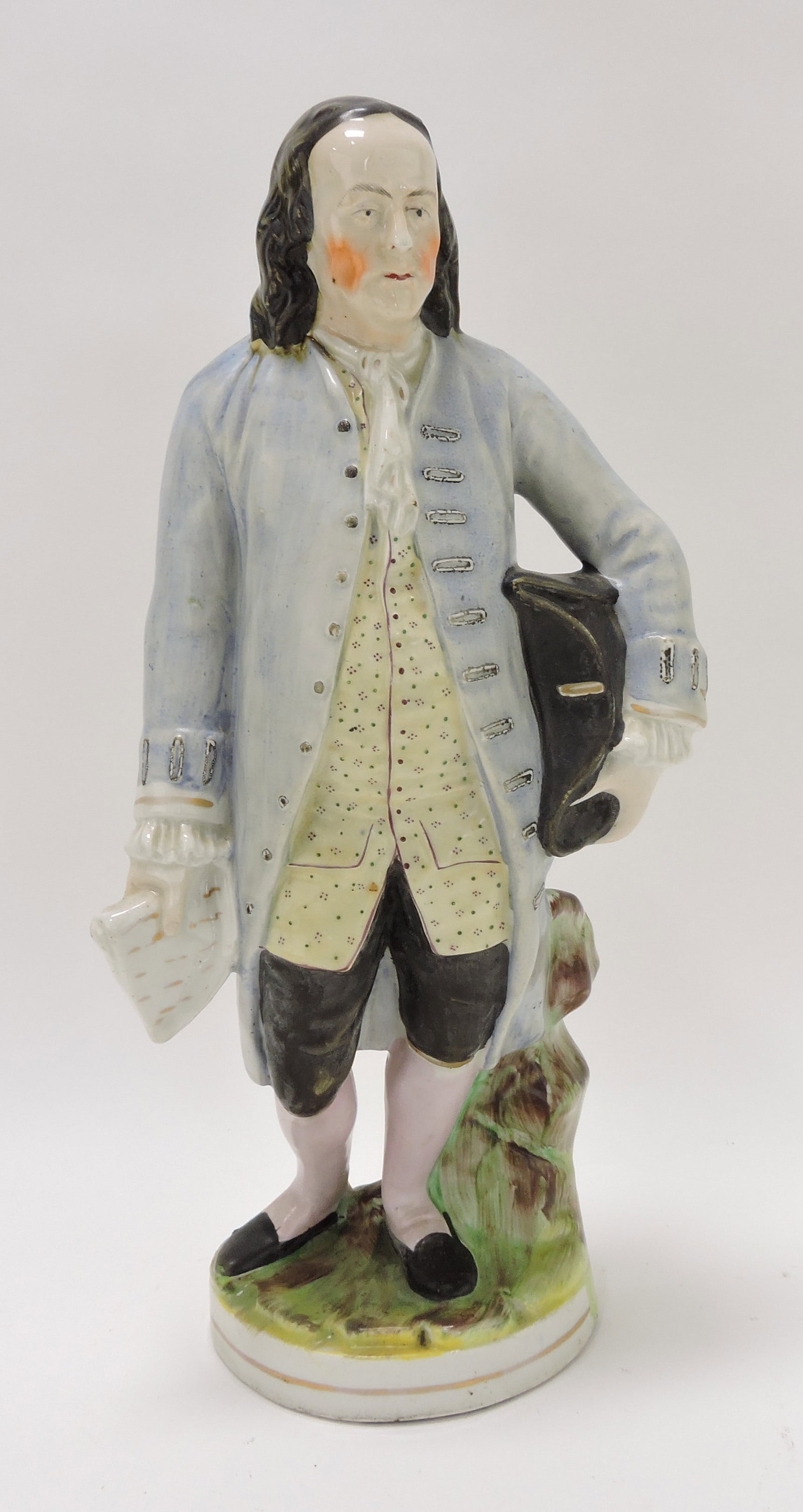 Staffordshire figure of Ben Franklin,: 14 1/2"