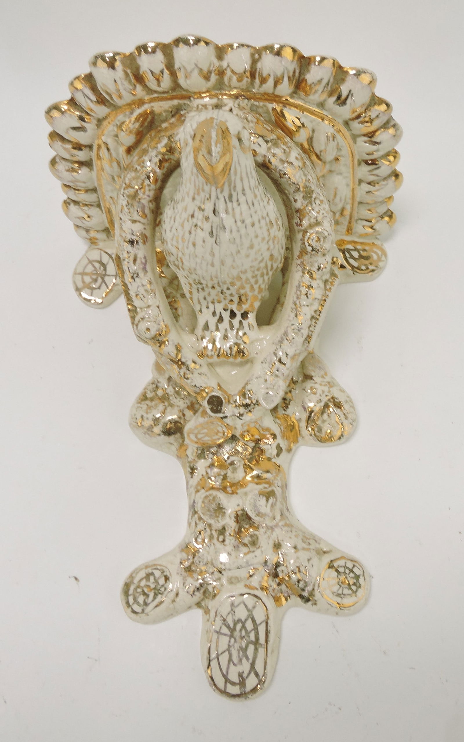 Staffordshire bird bracket shelf,: 10"h, 7 1/2"w