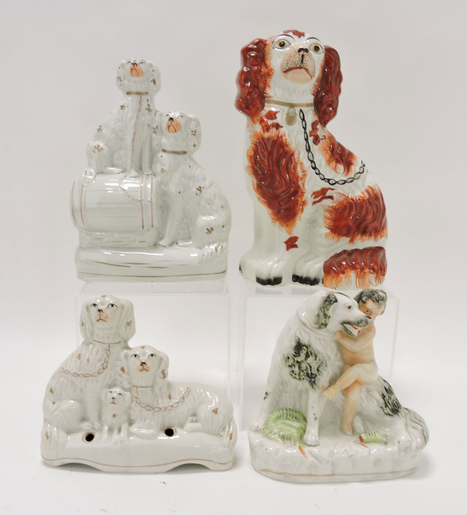 Staffordshire lot of 4 figures with dogs, (1 of 1)