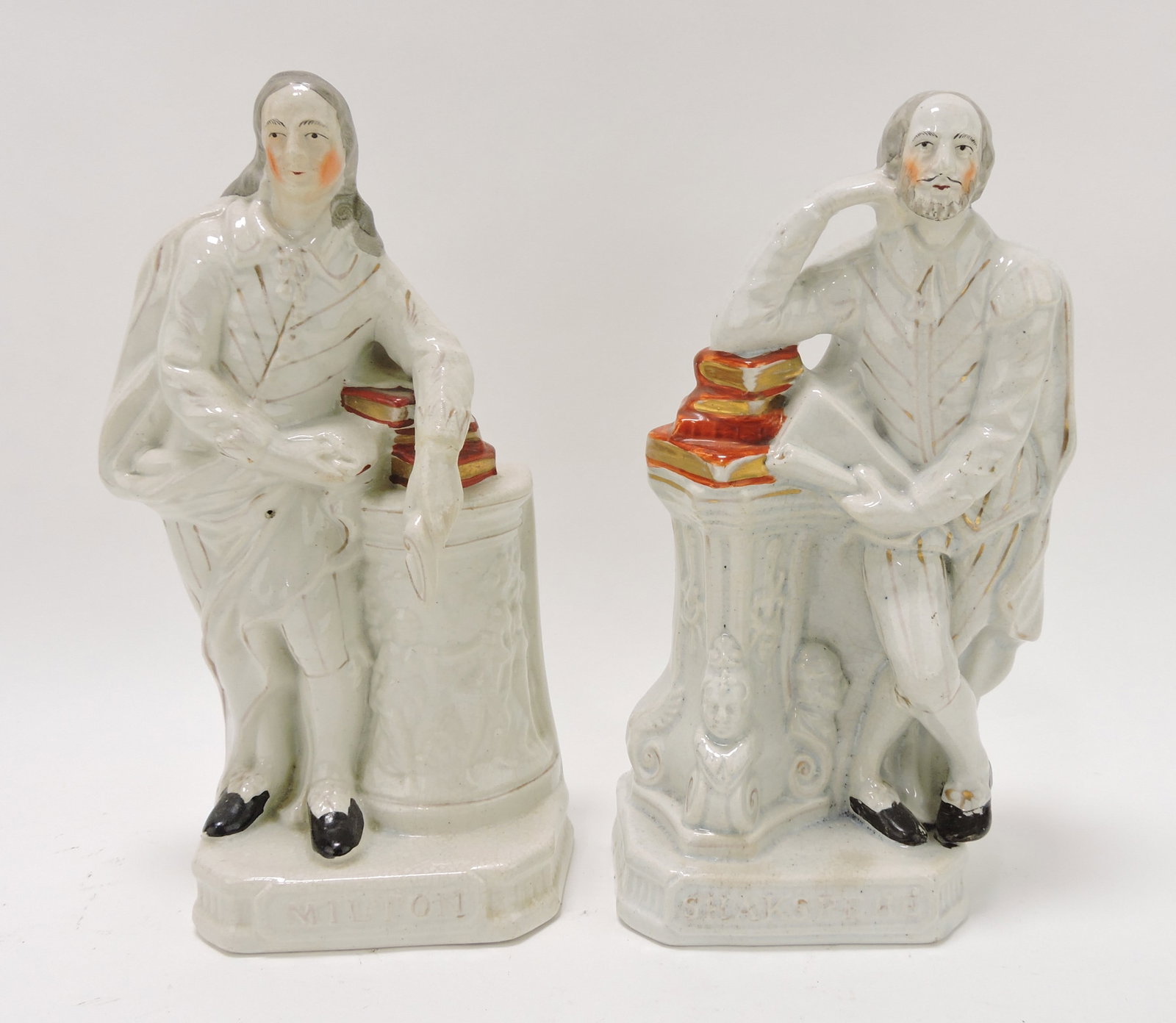 Staffordshire pair of figures, Milton and: Shakespeare, 10 1/2"
