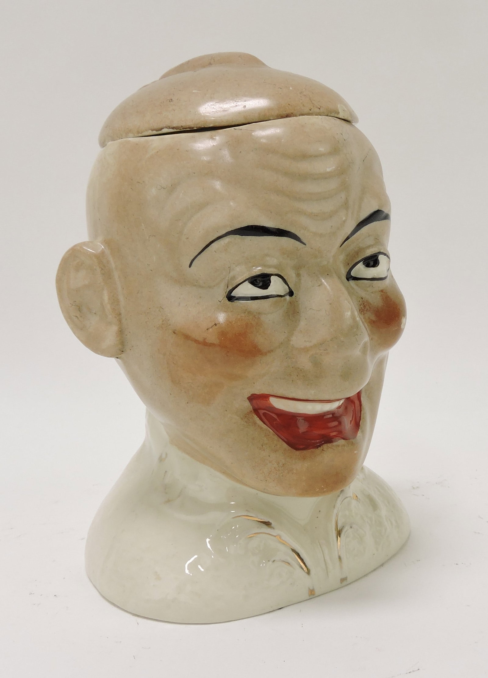 Staffordshire humidor of a Chinaman,: 6", nick to lid