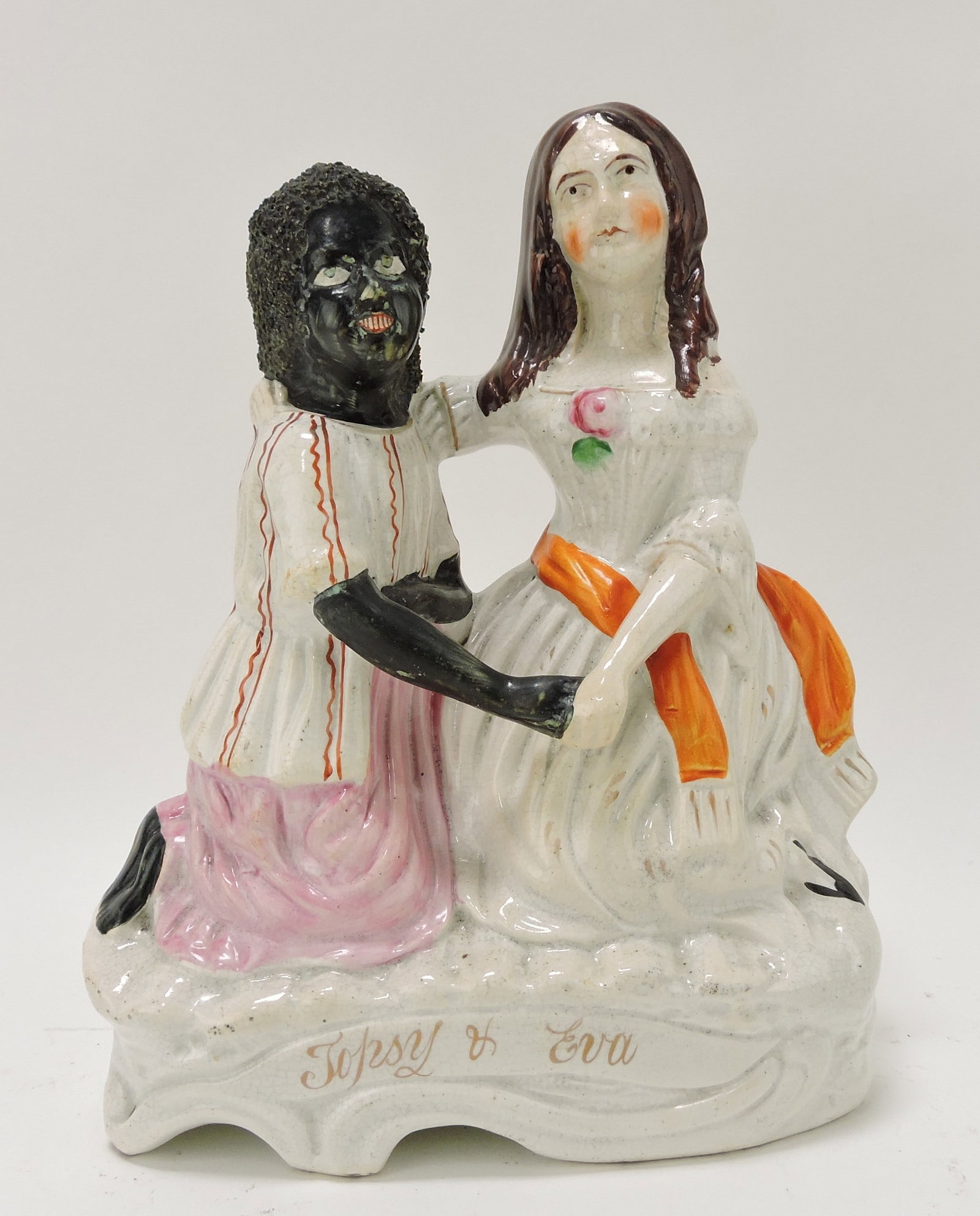 Staffordshire figure, Topsy & Eva, 9": .