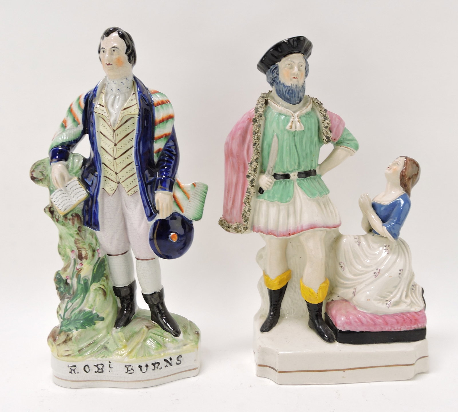 Staffordshire lot of 2 figures, 13": .