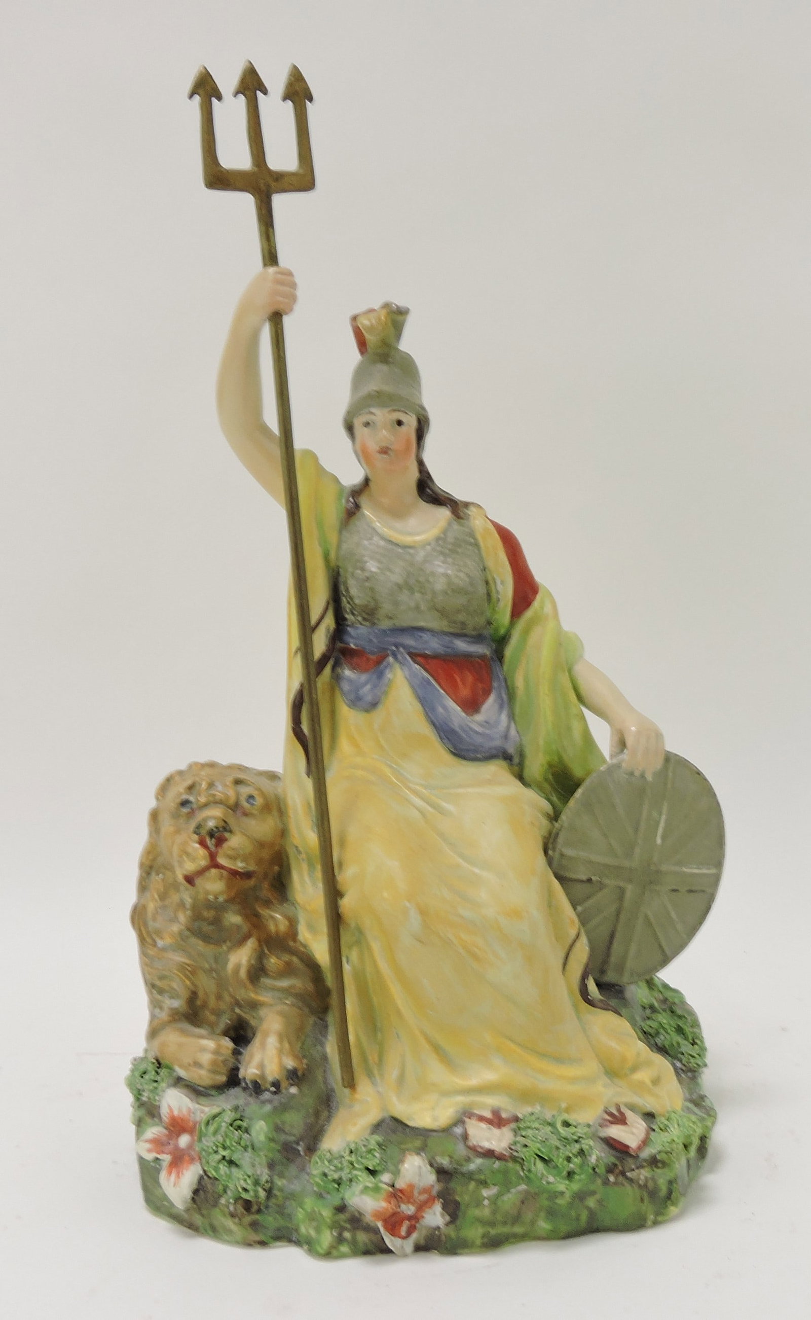 Staffordshire Pearlware figure of: Brittania, 9 1/2"
