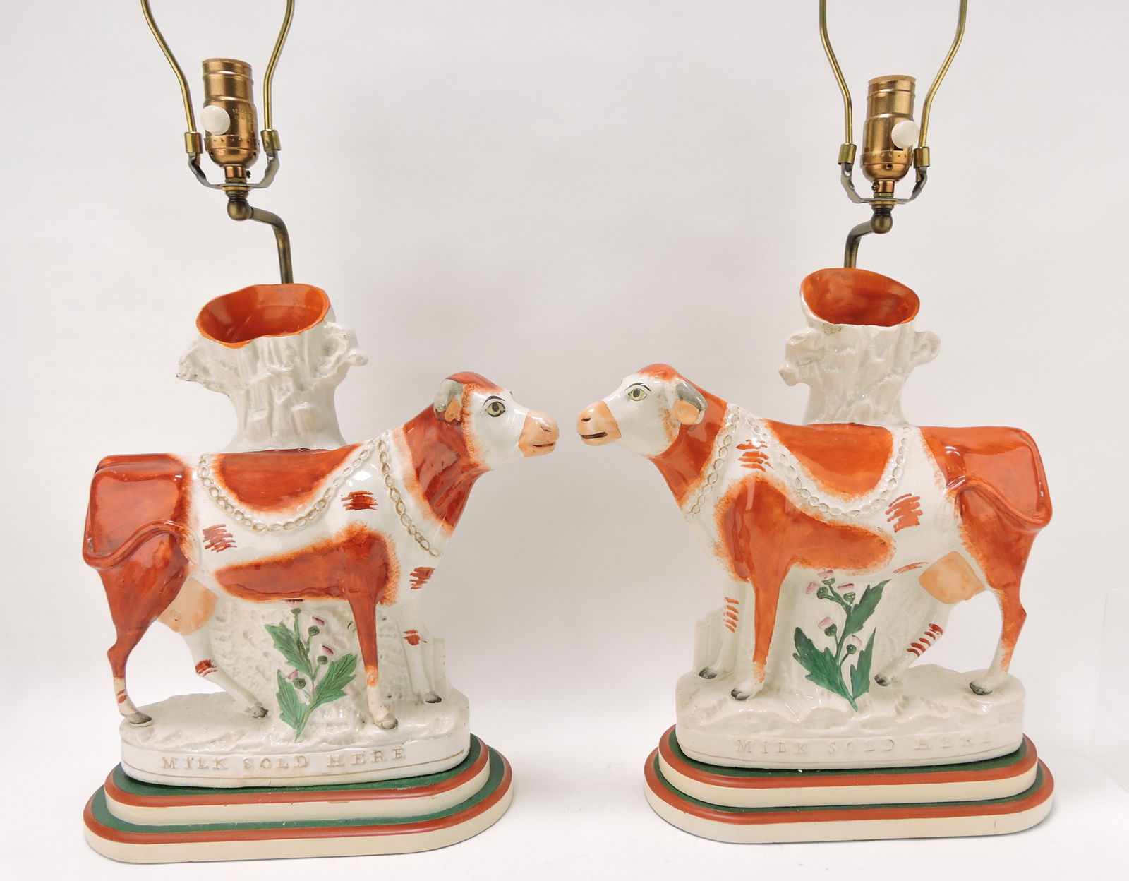 Staffordshire pair of large cow spill (1 of 1)