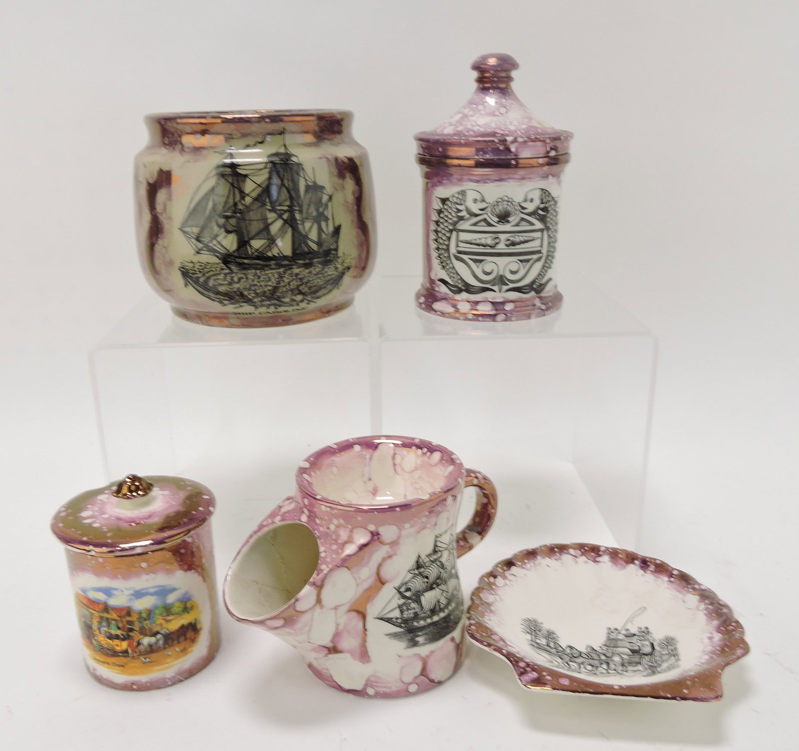 Gray's Pottery pink luster lot of: 5 items