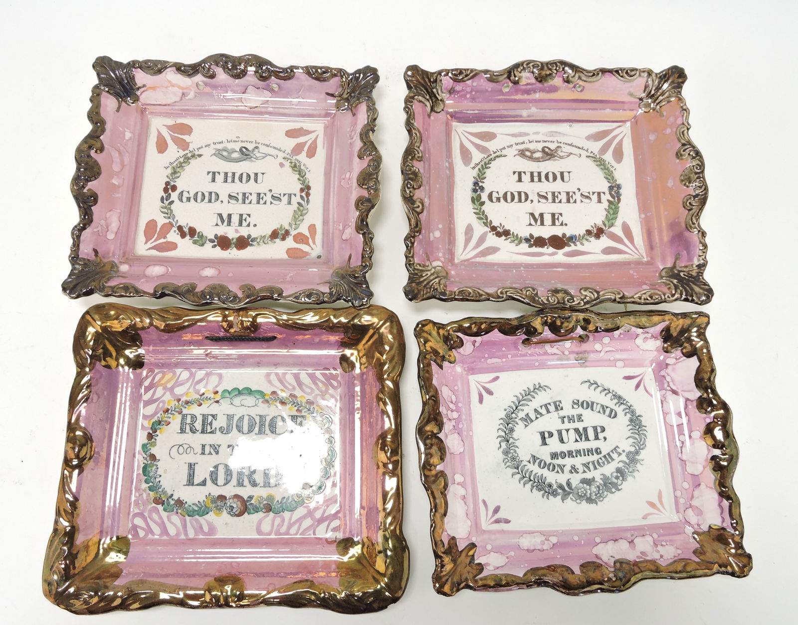 Sunderland pink luster lot of 4 wall (1 of 1)