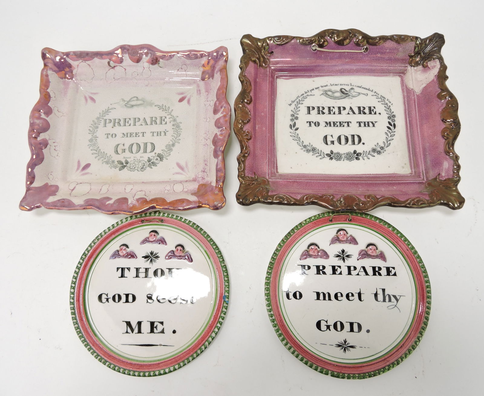 Sunderland pink luster lot of 4 wall (1 of 1)