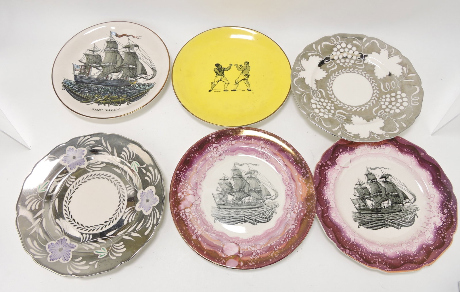 Staffordshire Gray's Pottery lot of: 6 plates, 10 to 10 1/2"