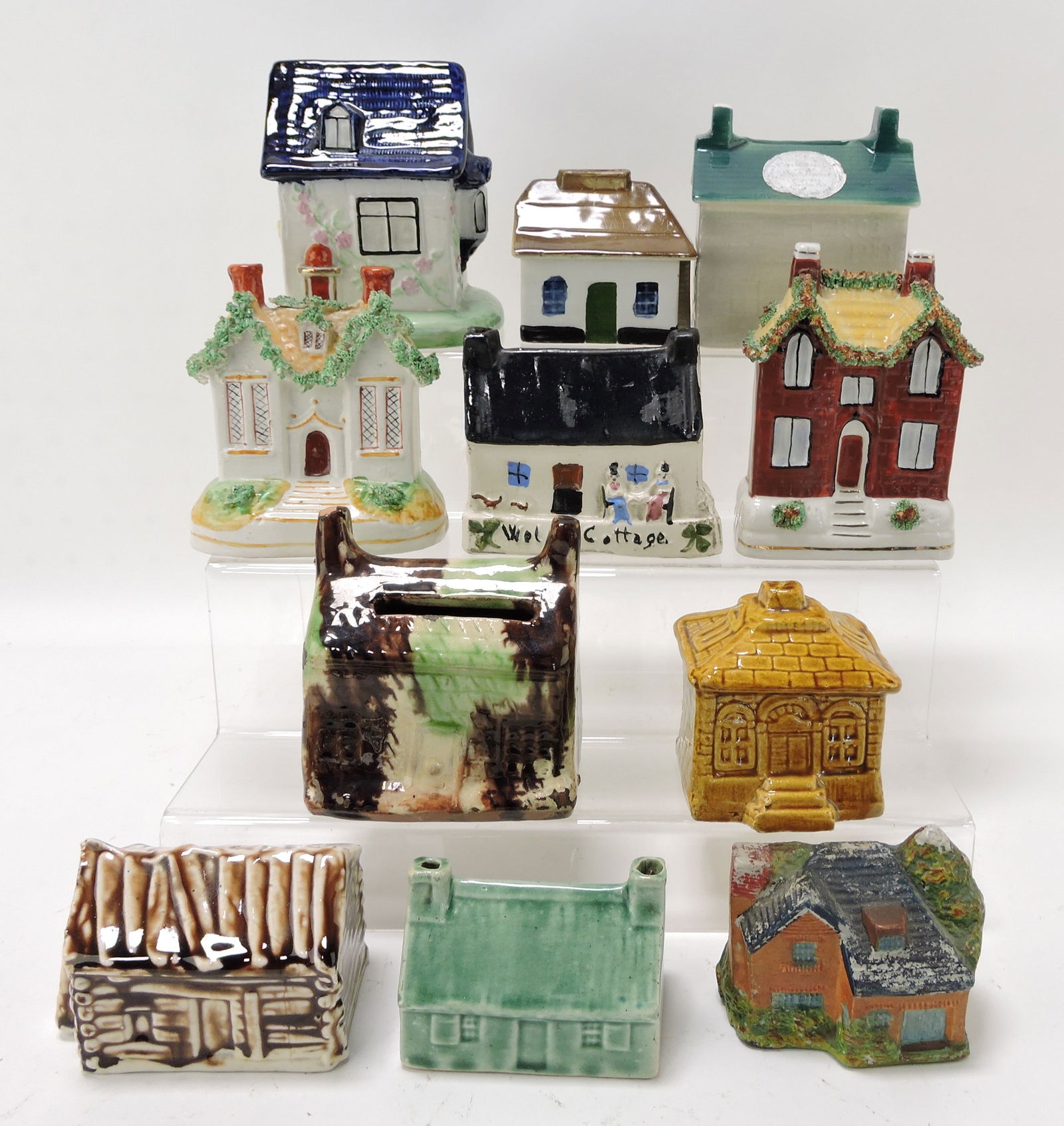 Lot of 11 ceramic banks, cottages, (1 of 1)