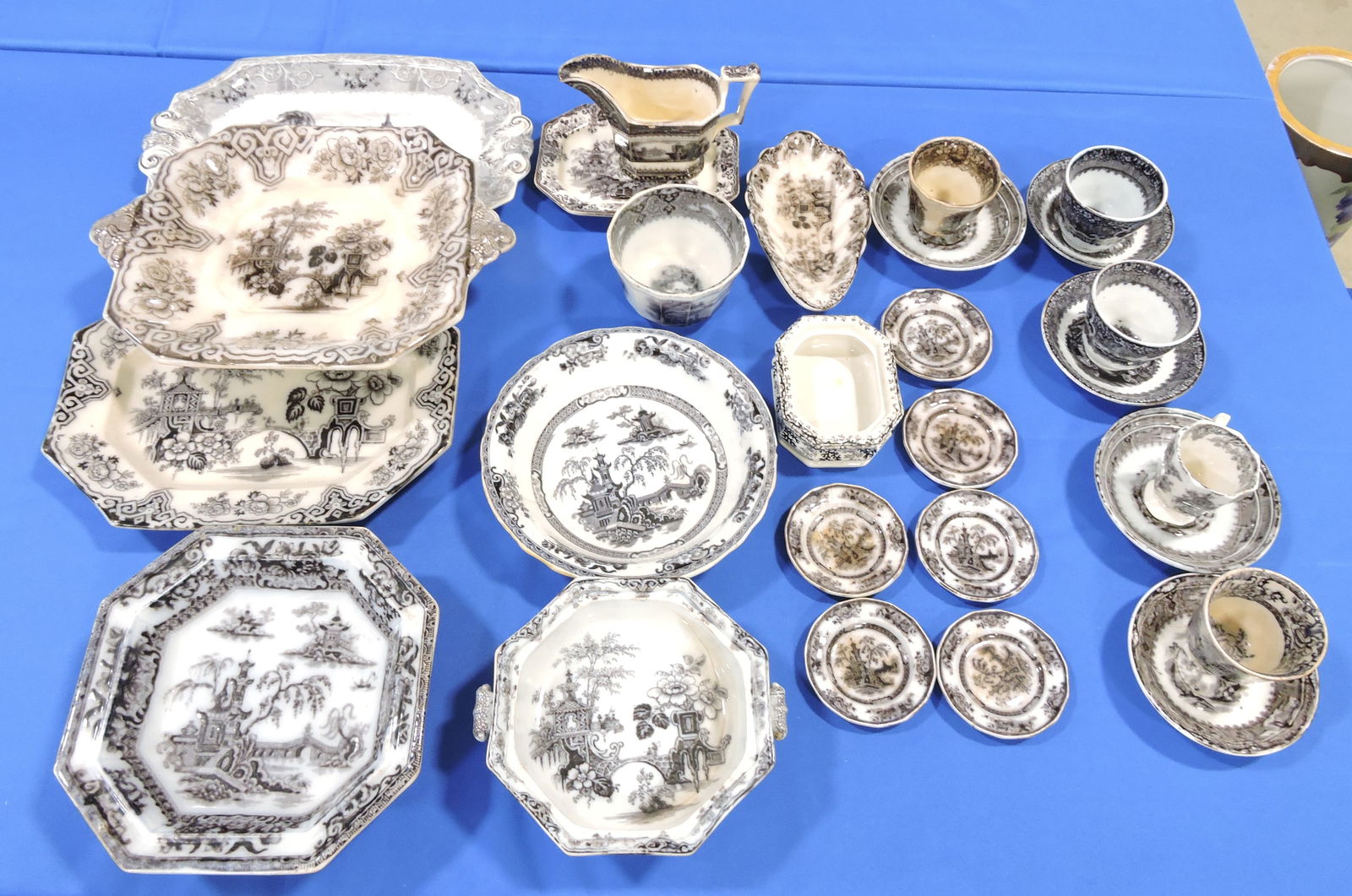 Ironstone transferware lot of 27 pcs, (1 of 1)